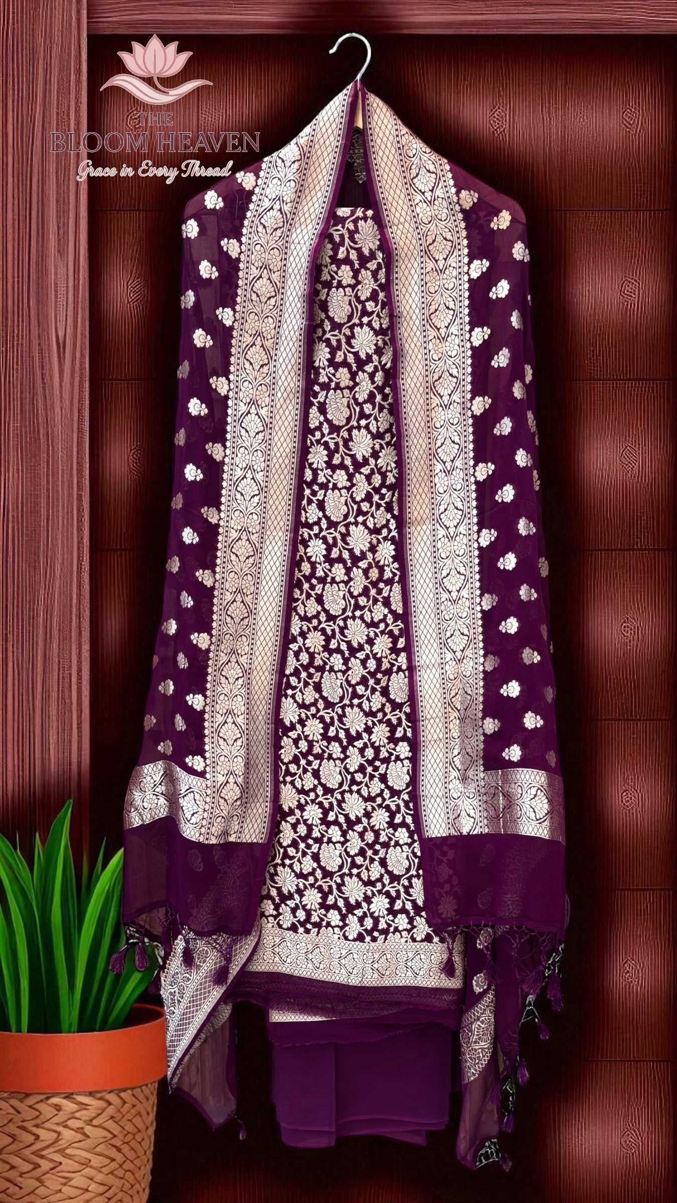 Pure Khaddi Georgette Handlooms Banarasi Dress material