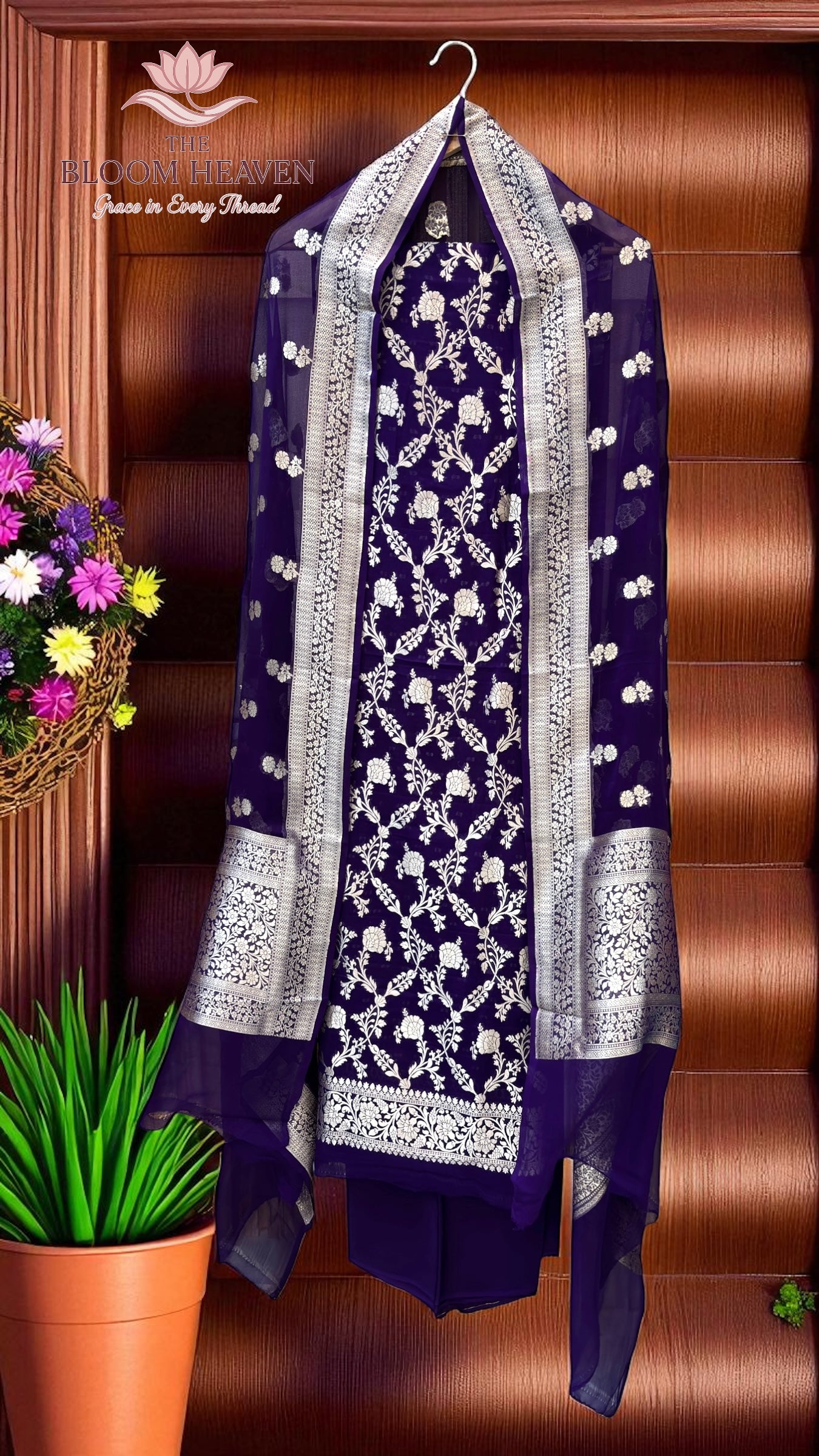 Pure Khaddi Georgette Handlooms Banarasi Dress material