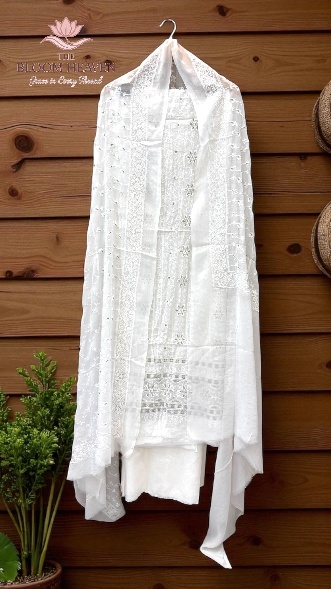 Pure Georgette Banarasi Chikankari Dress Material