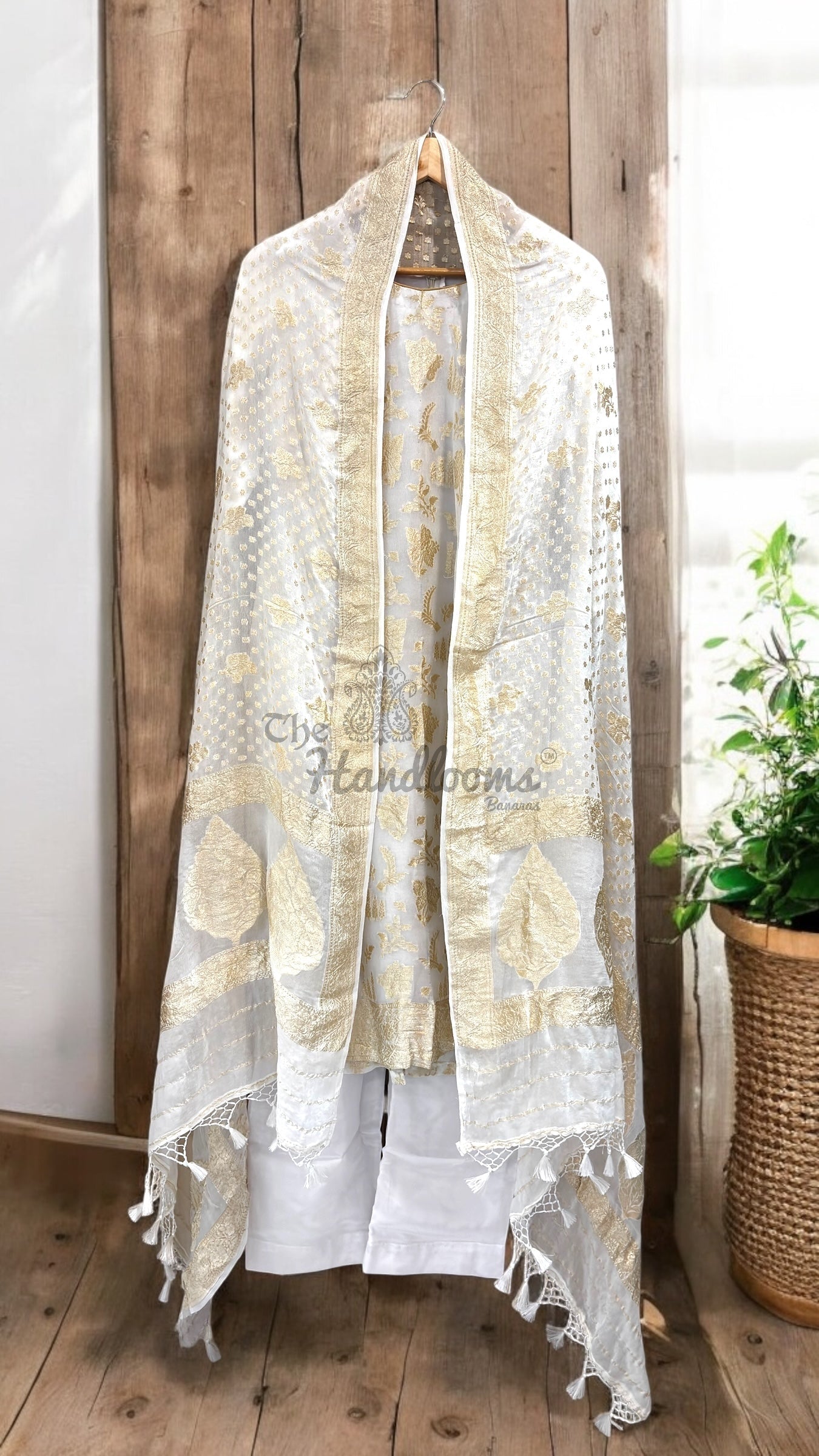 Khaddi Georgette Banarasi Dress material-Stitched