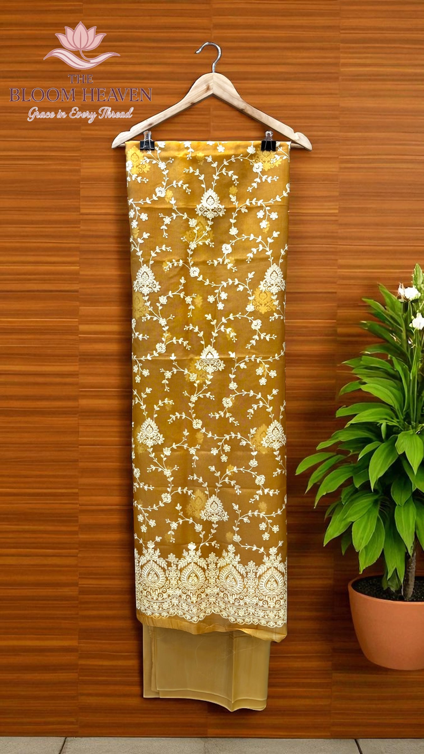 Pure Organza Chikankari Handloom Banarasi Dress Material