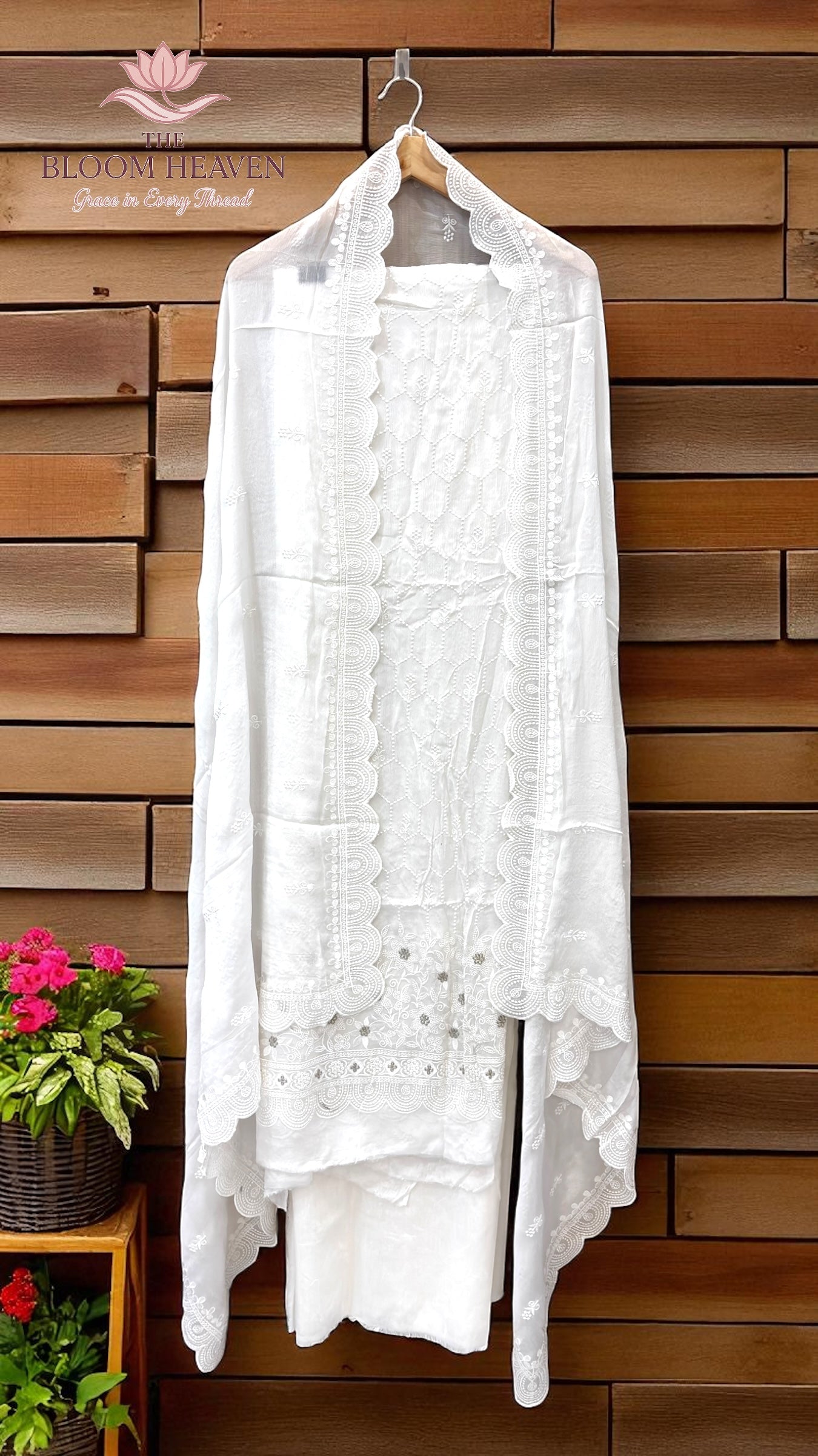 Pure Georgette Banarasi Chikankari Dress Material