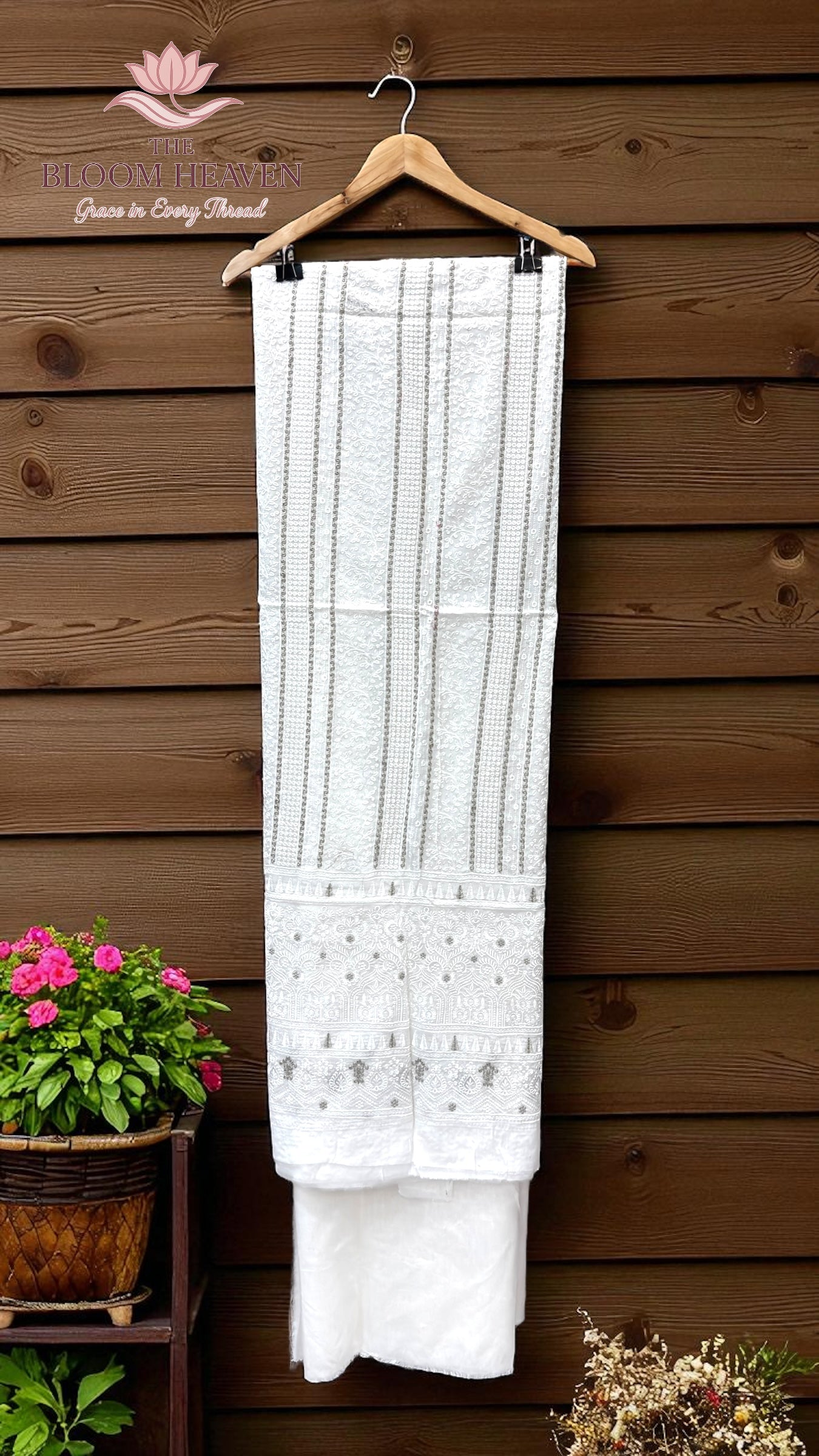 Pure Georgette Banarasi Chikankari Dress Material