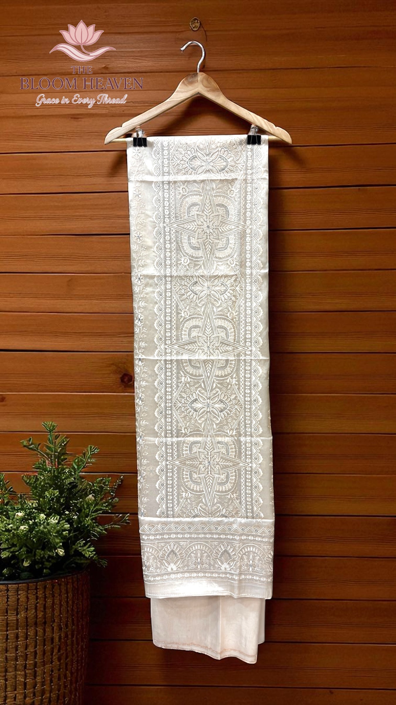 Pure Tussar Chikankari Handloom Banarasi Dress Material