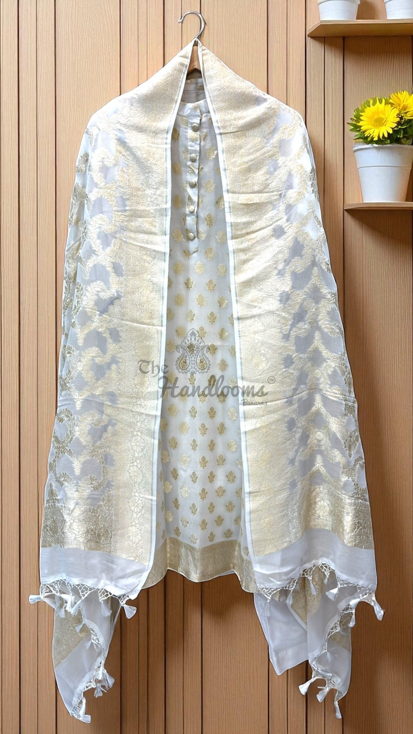 Khaddi Georgette Banarasi Dress material-Stitched