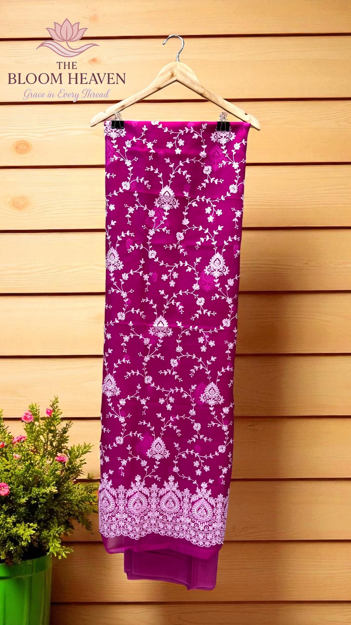 Pure Organza Chikankari Handloom Banarasi Dress Material