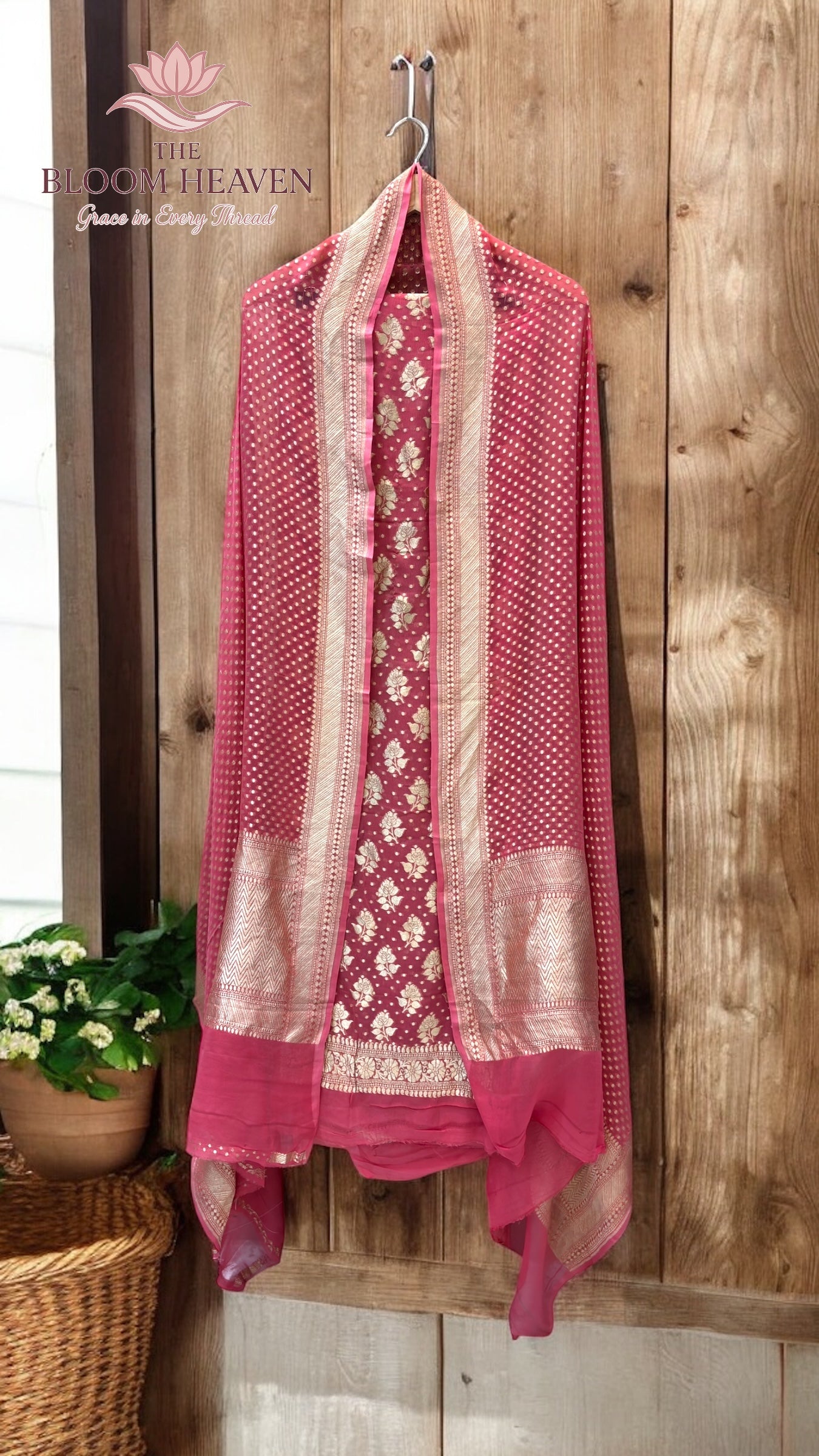 Pure Khaddi Georgette Handlooms Banarasi 3-Piece Suit