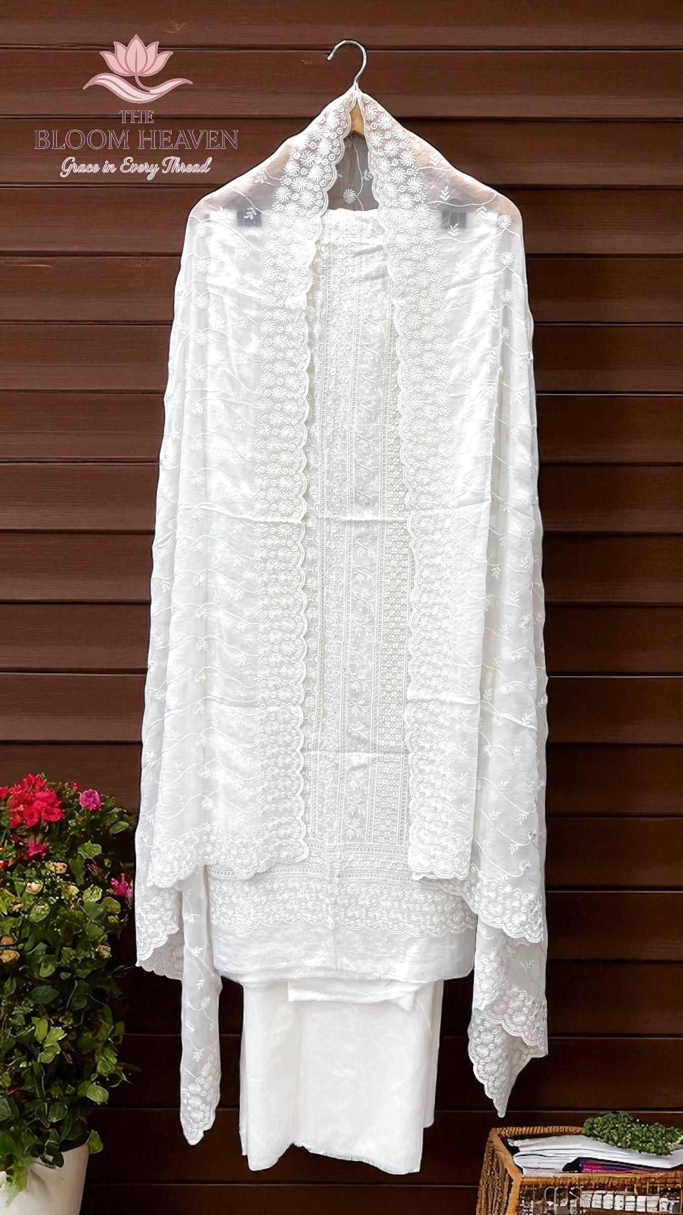 Pure Georgette Banarasi Chikankari Dress Material
