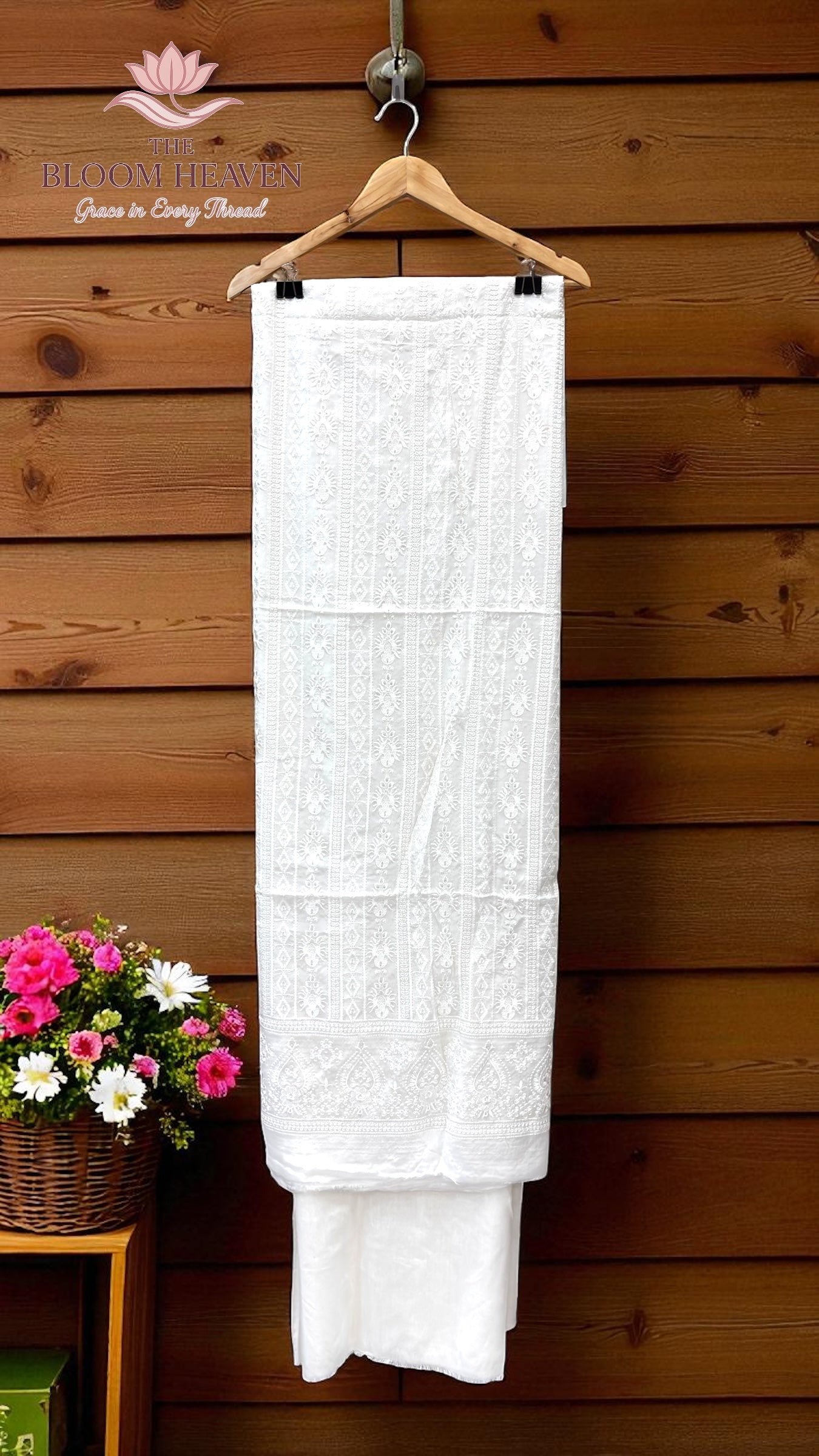 Pure Georgette Banarasi Chikankari Dress Material