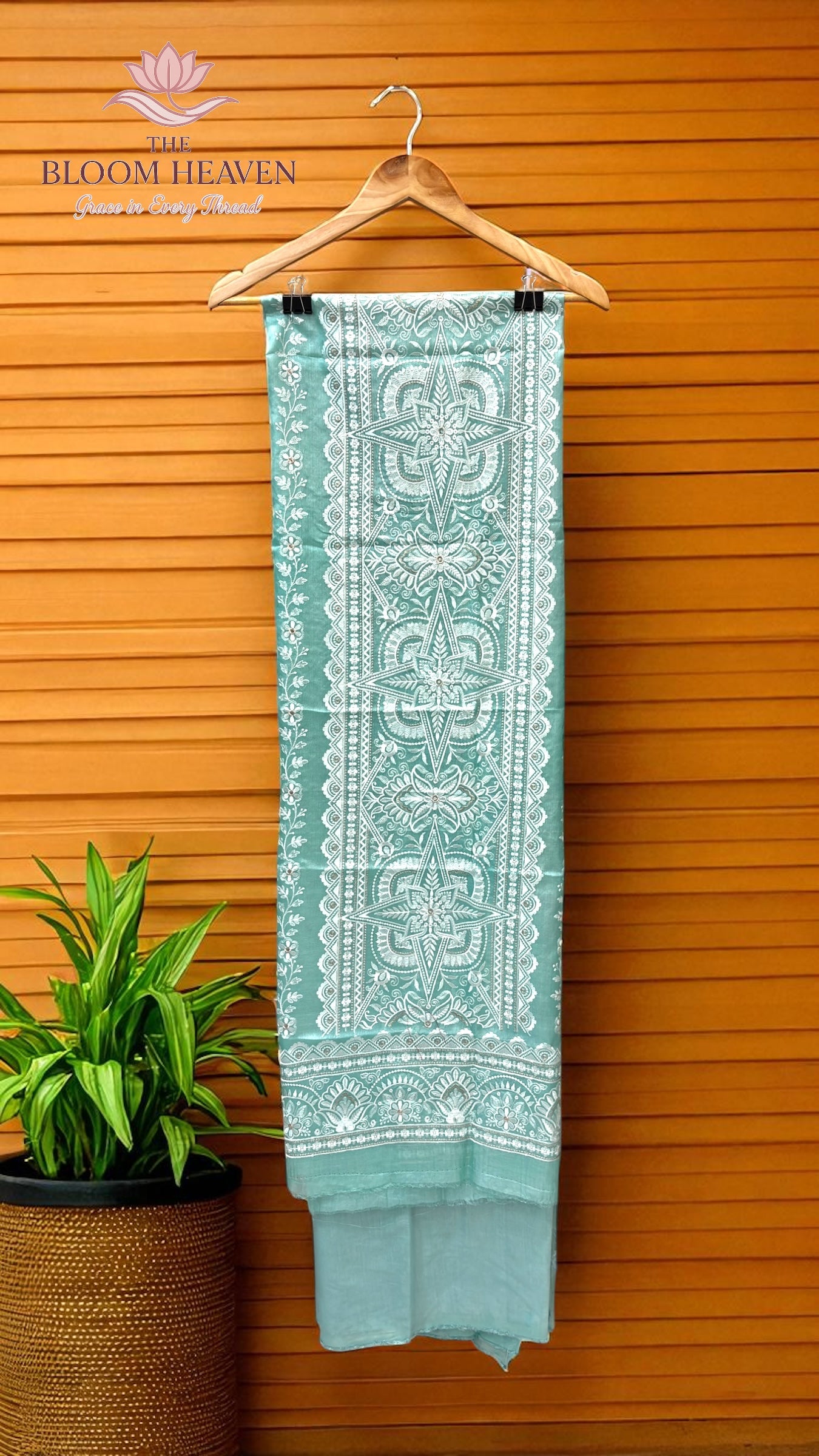 Pure Tussar Chikankari Handloom Banarasi Dress Material