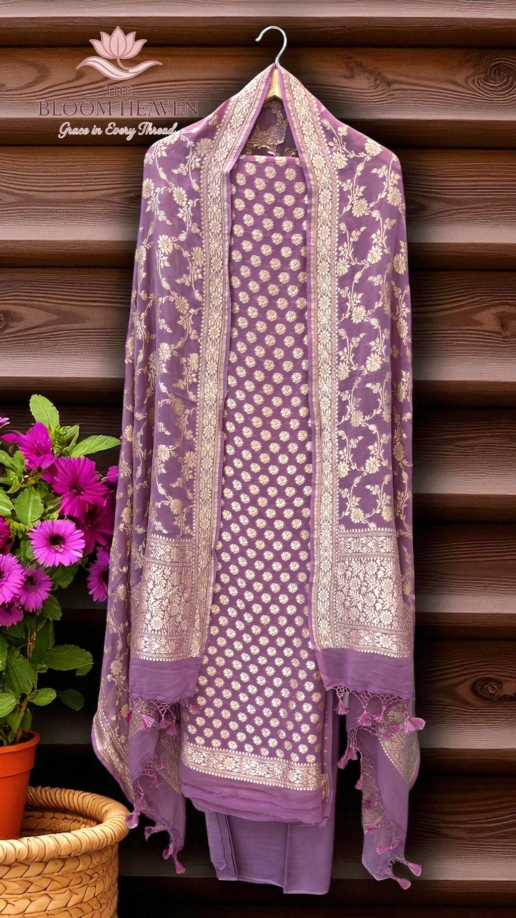 Pure Khaddi Georgette Handlooms Banarasi Dress material