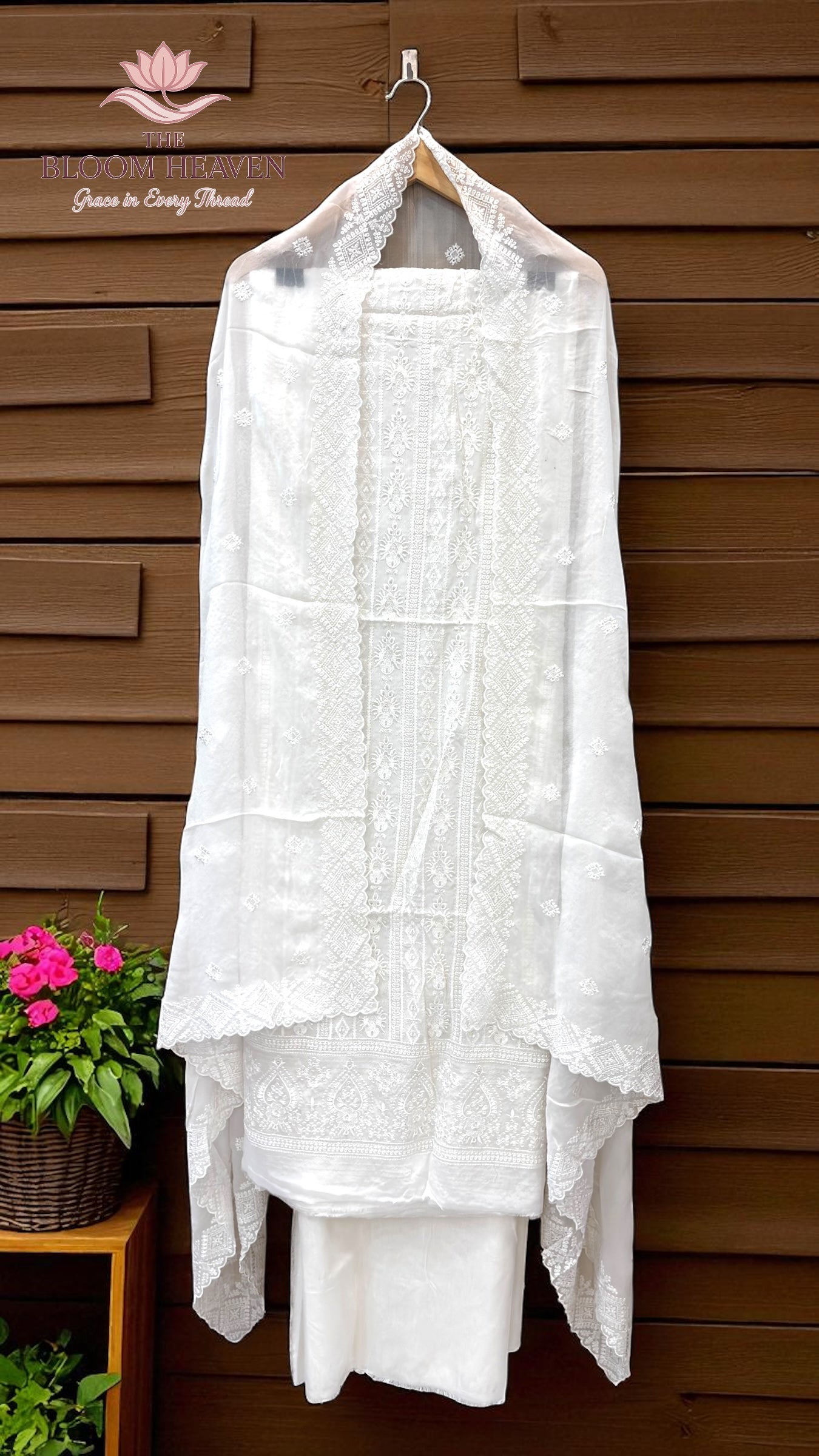 Pure Georgette Banarasi Chikankari Dress Material