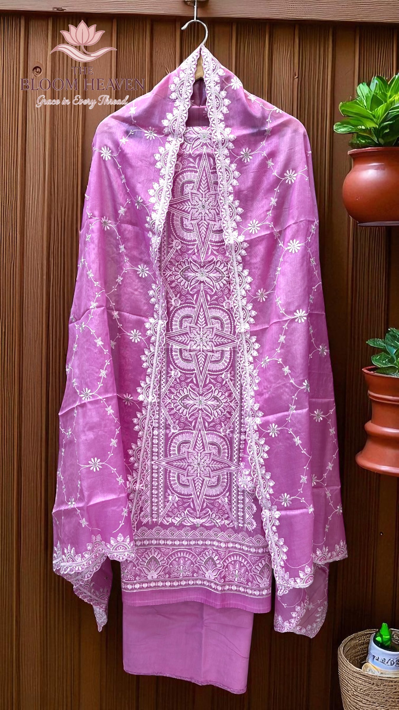 Pure Tussar Chikankari Handloom Banarasi Dress Material