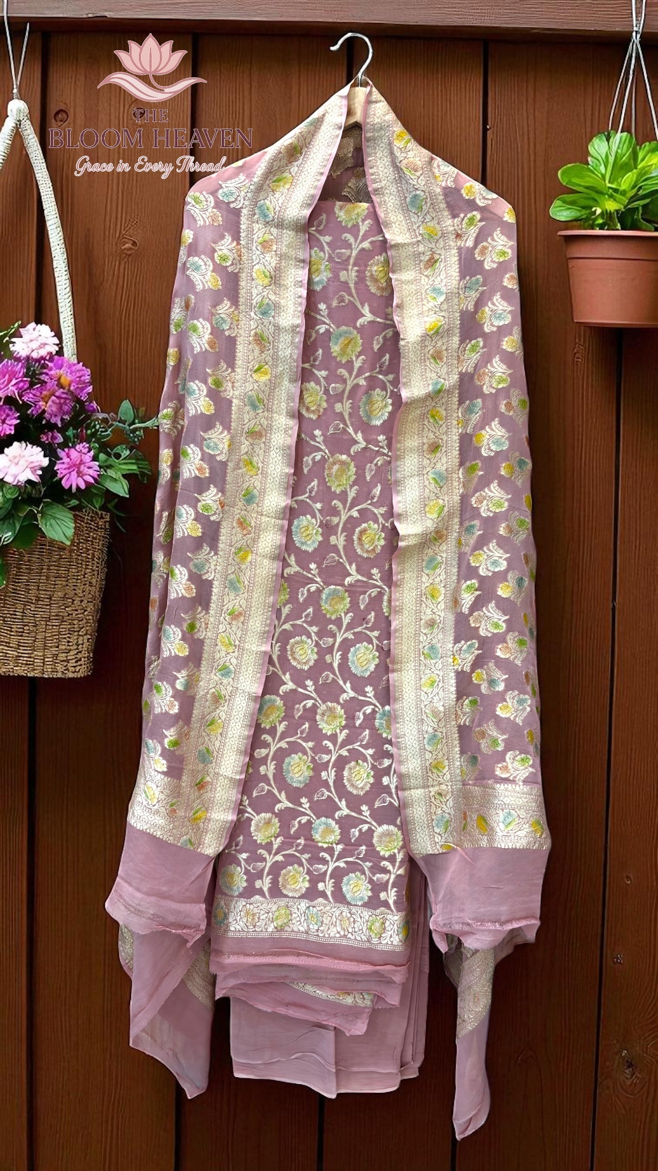 Pure Khaddi Georgette Handlooms Banarasi Dress material