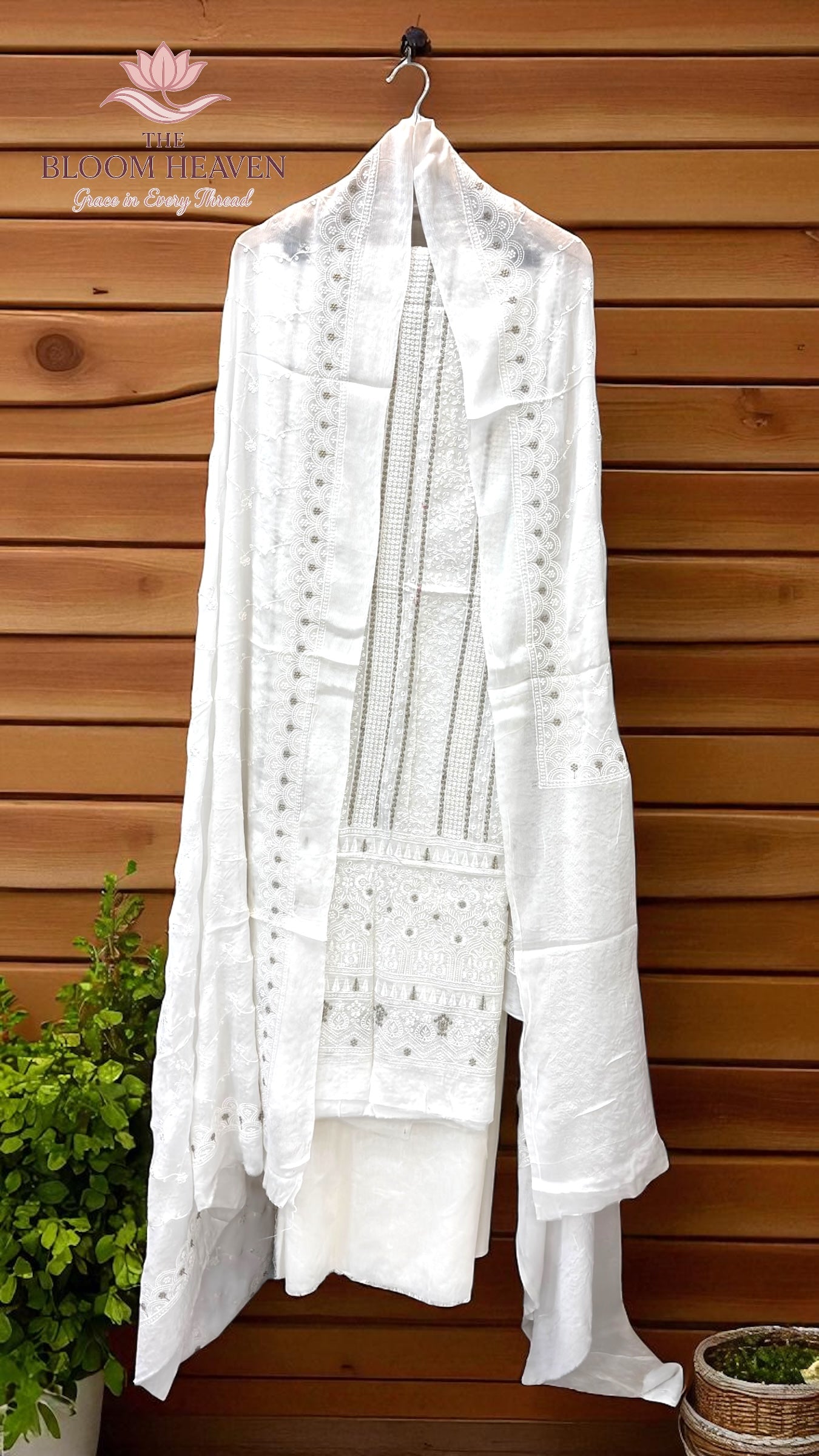 Pure Georgette Banarasi Chikankari Dress Material