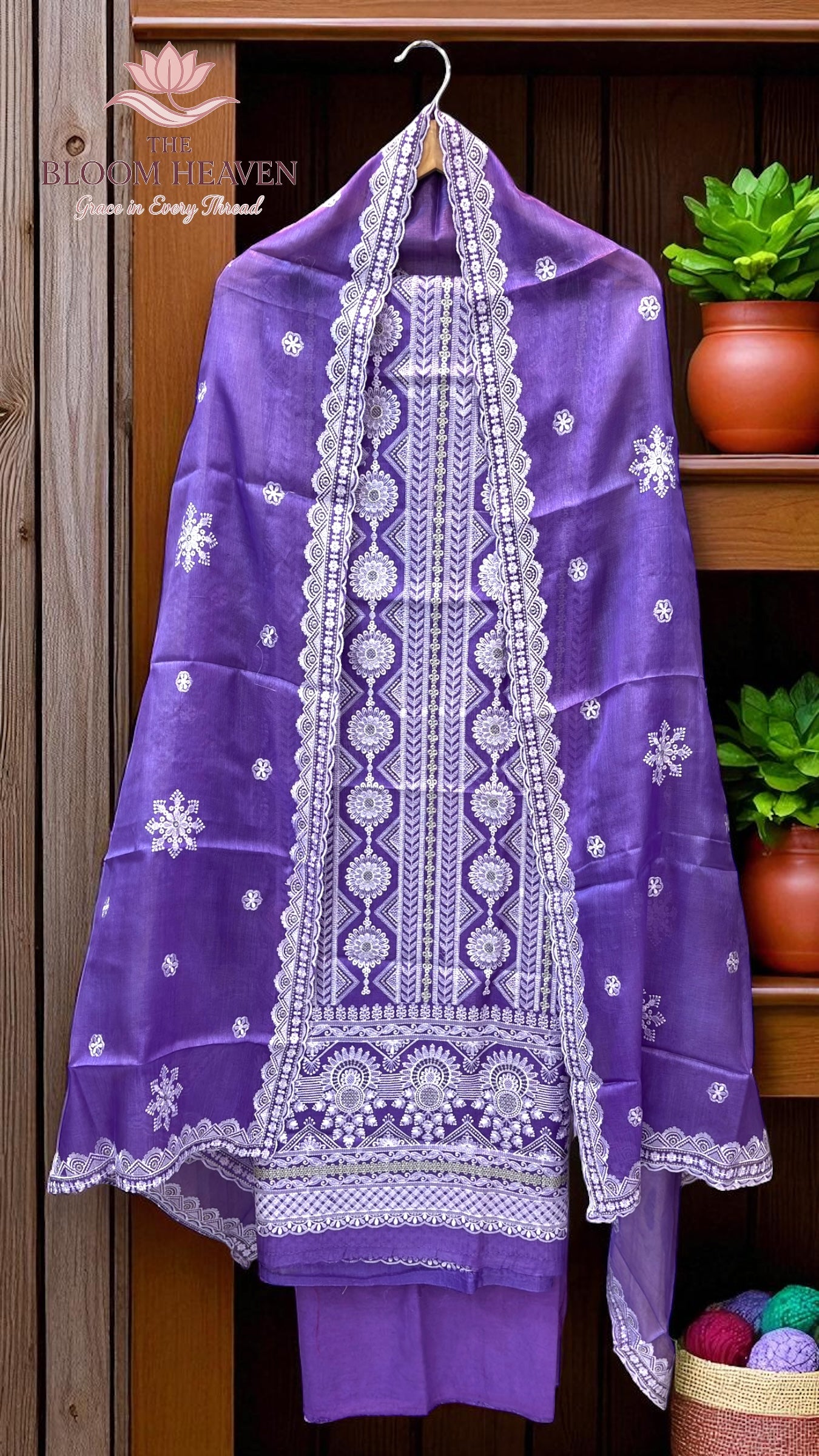 Pure Tussar Chikankari Handloom Banarasi Dress Material