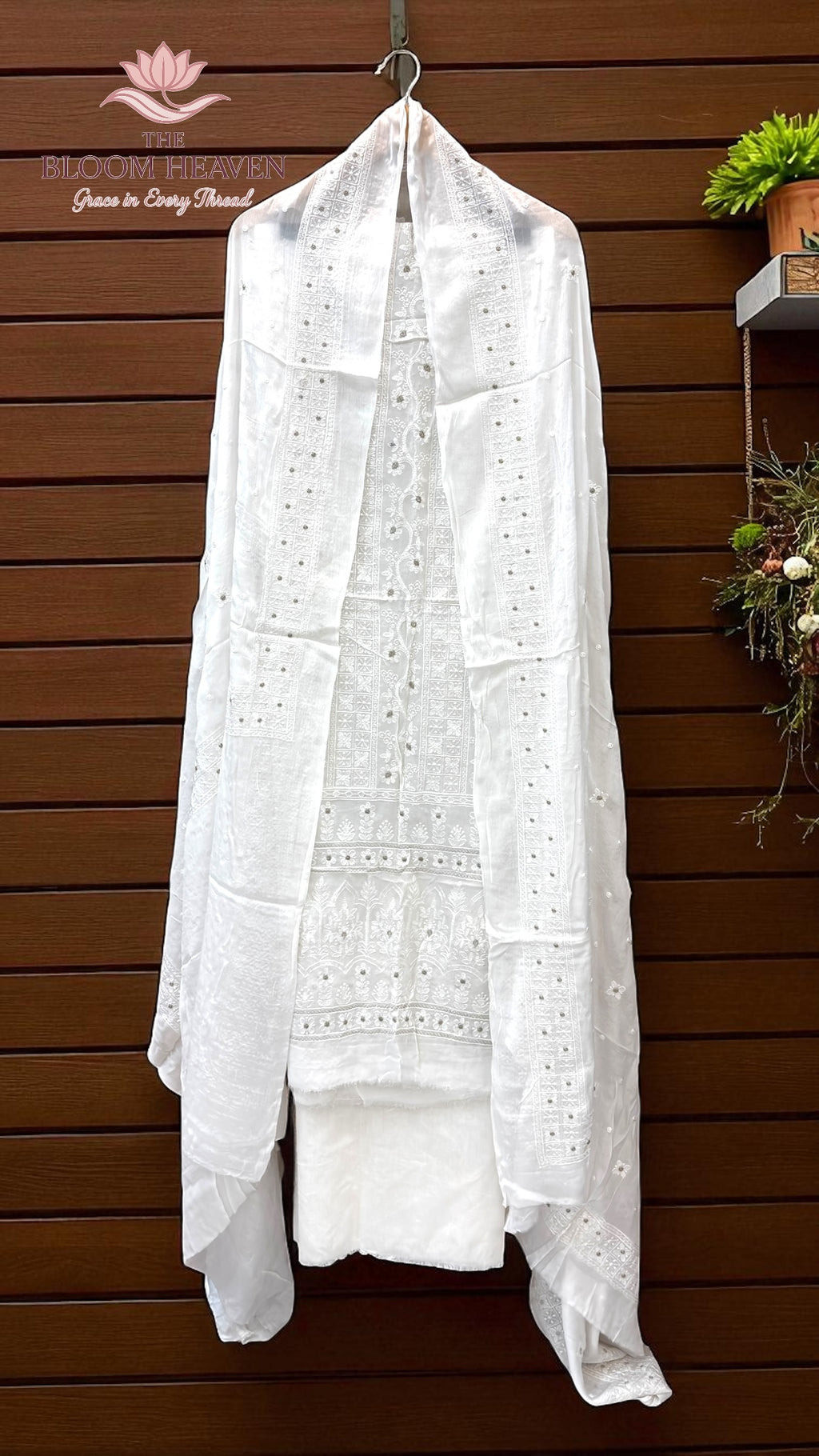 Pure Georgette Banarasi Chikankari Dress Material