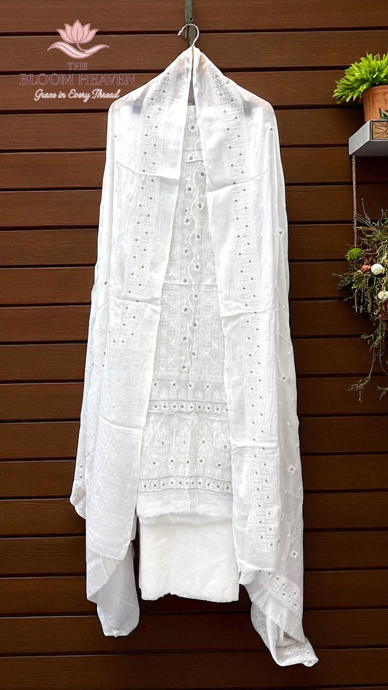 Pure Georgette Banarasi Chikankari Dress Material
