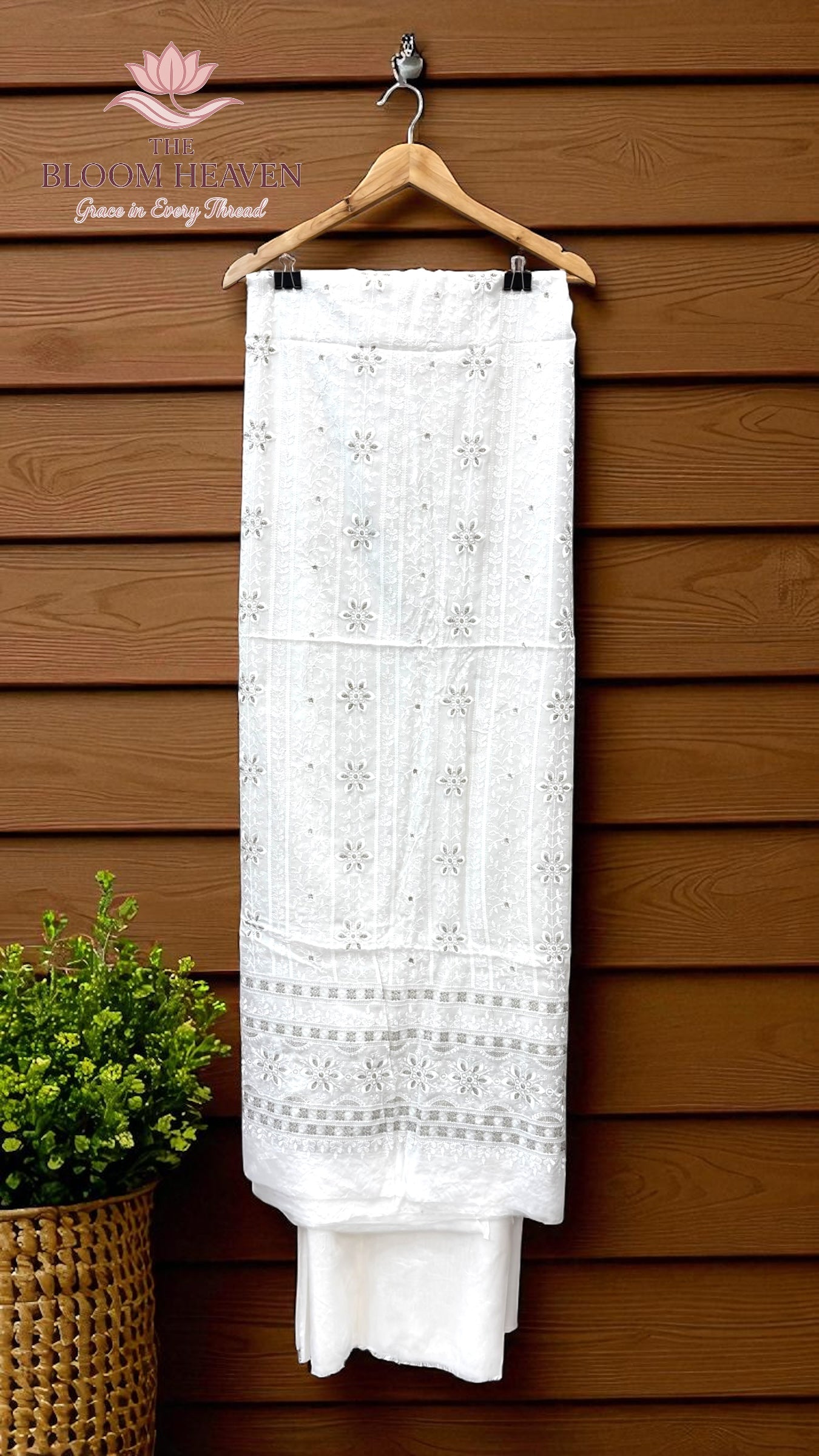 Pure Georgette Banarasi Chikankari Dress Material