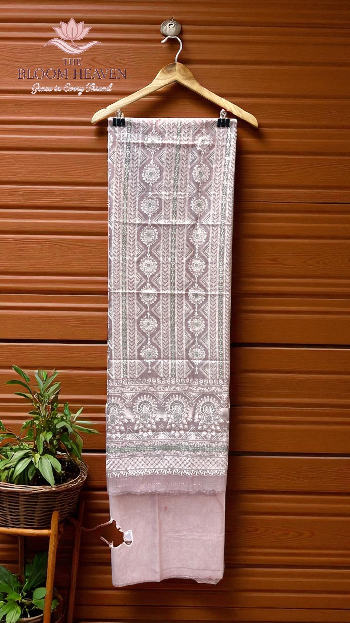 Pure Tussar Chikankari Handloom Banarasi Dress Material