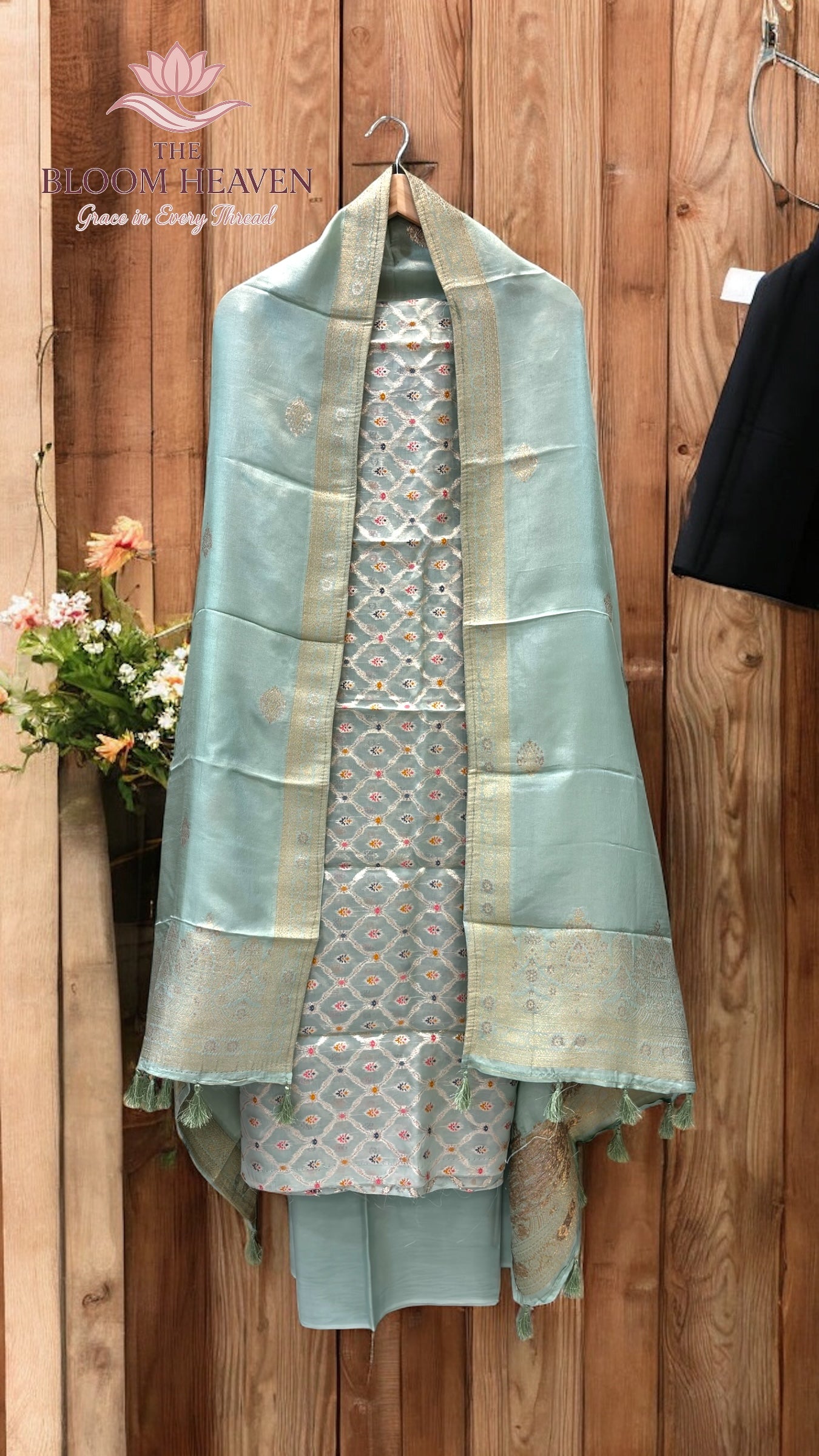 Pure Chanderi 3-Piece Suit with Silk Dupatta