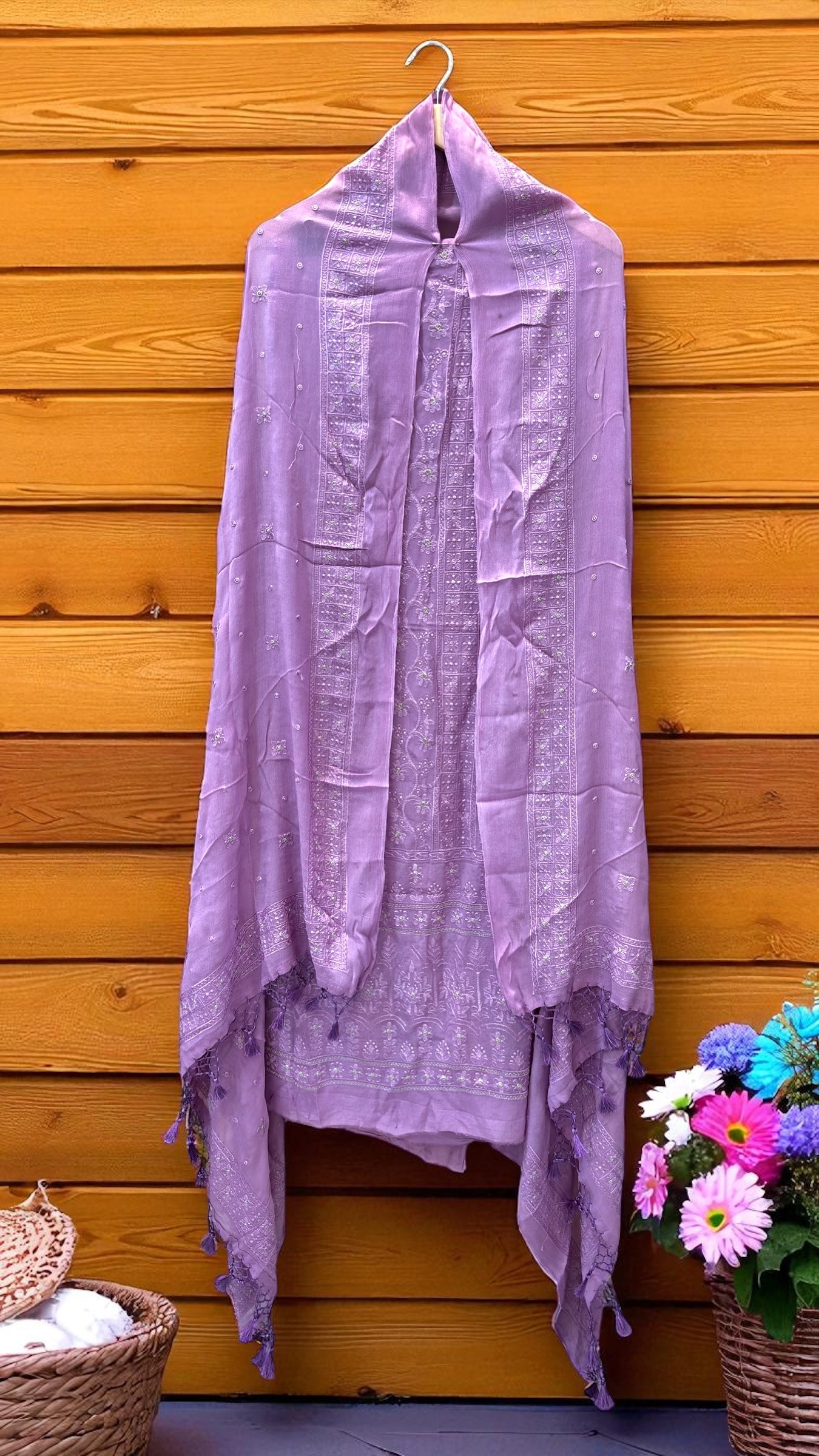 Pure Georgette Banarasi Chikankari Dress Material