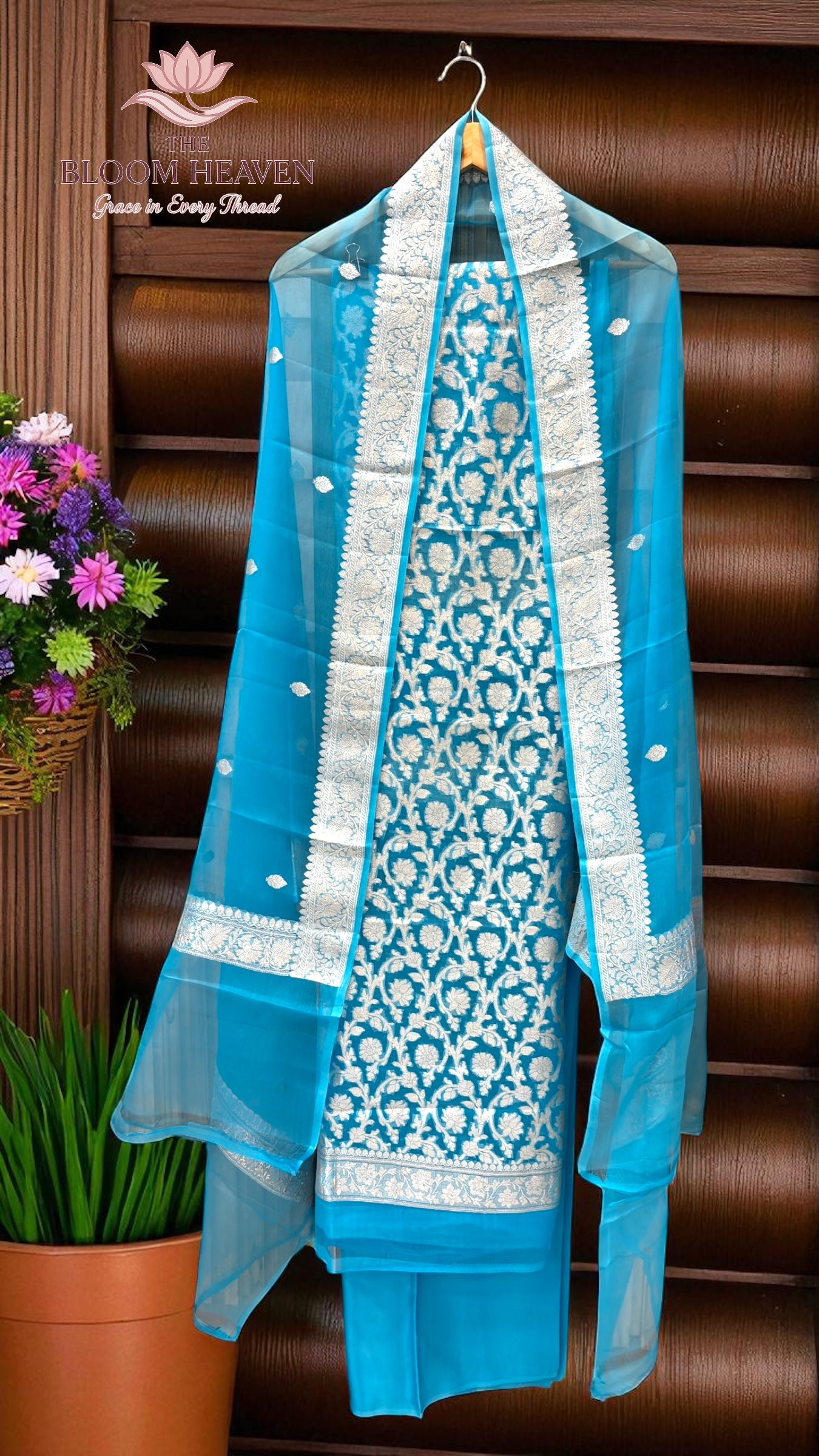 Pure Khaddi Georgette Handlooms Banarasi Dress material