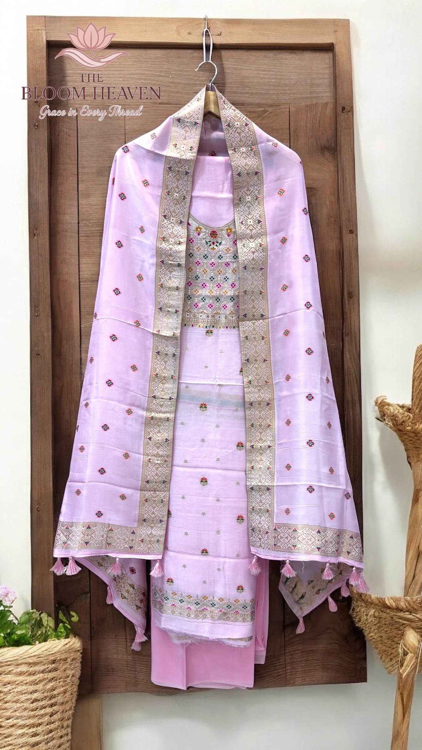 Pure Chanderi Silk 3-Piece Suit