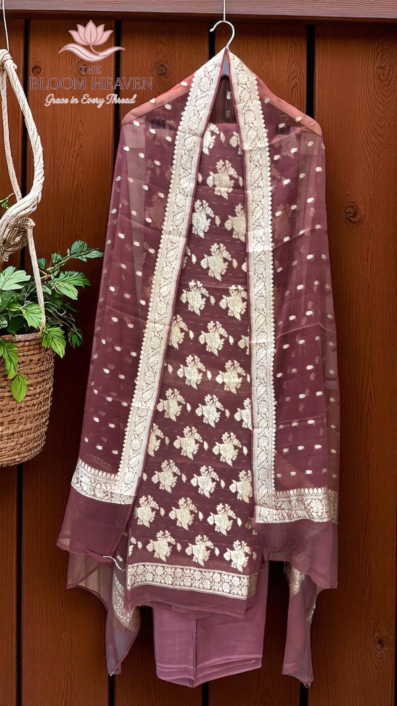 Pure Khaddi Georgette Handlooms Banarasi Dress material
