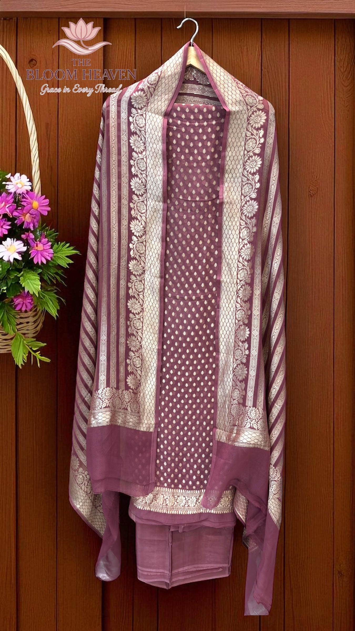 Pure Khaddi Georgette Handlooms Banarasi Dress material