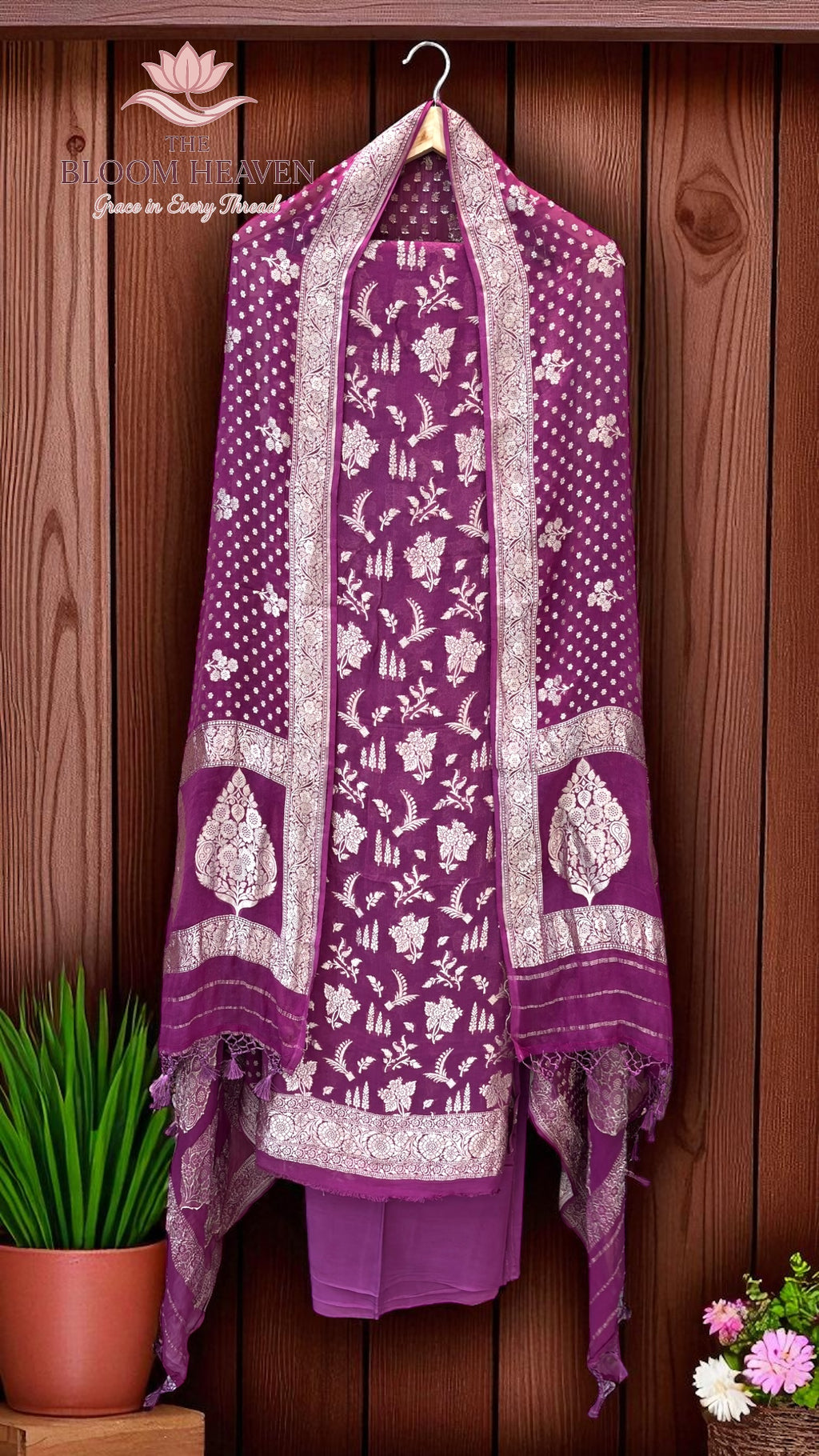 Pure Khaddi Georgette Handlooms Banarasi Dress material