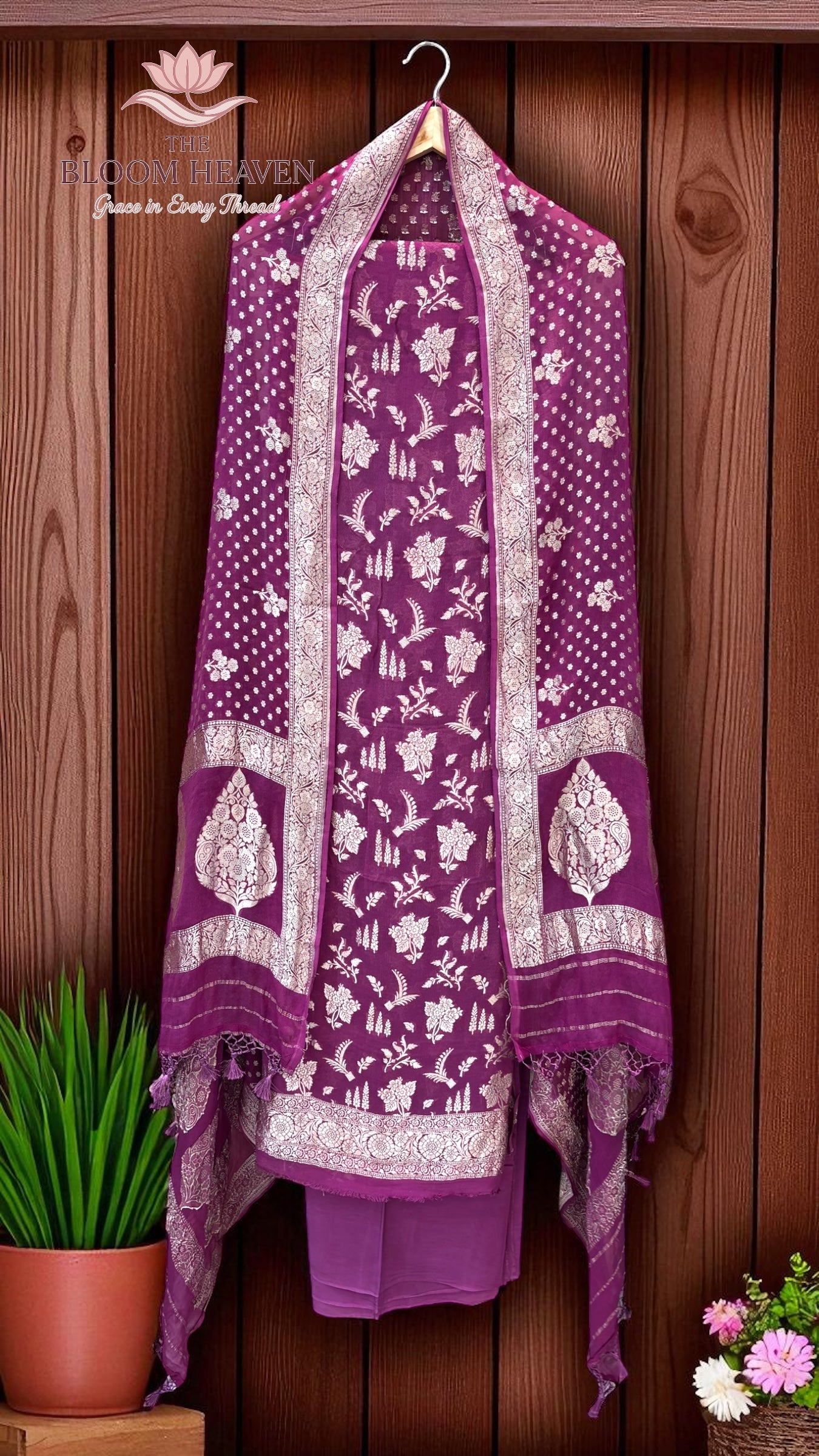 Pure Khaddi Georgette Handlooms Banarasi Dress material