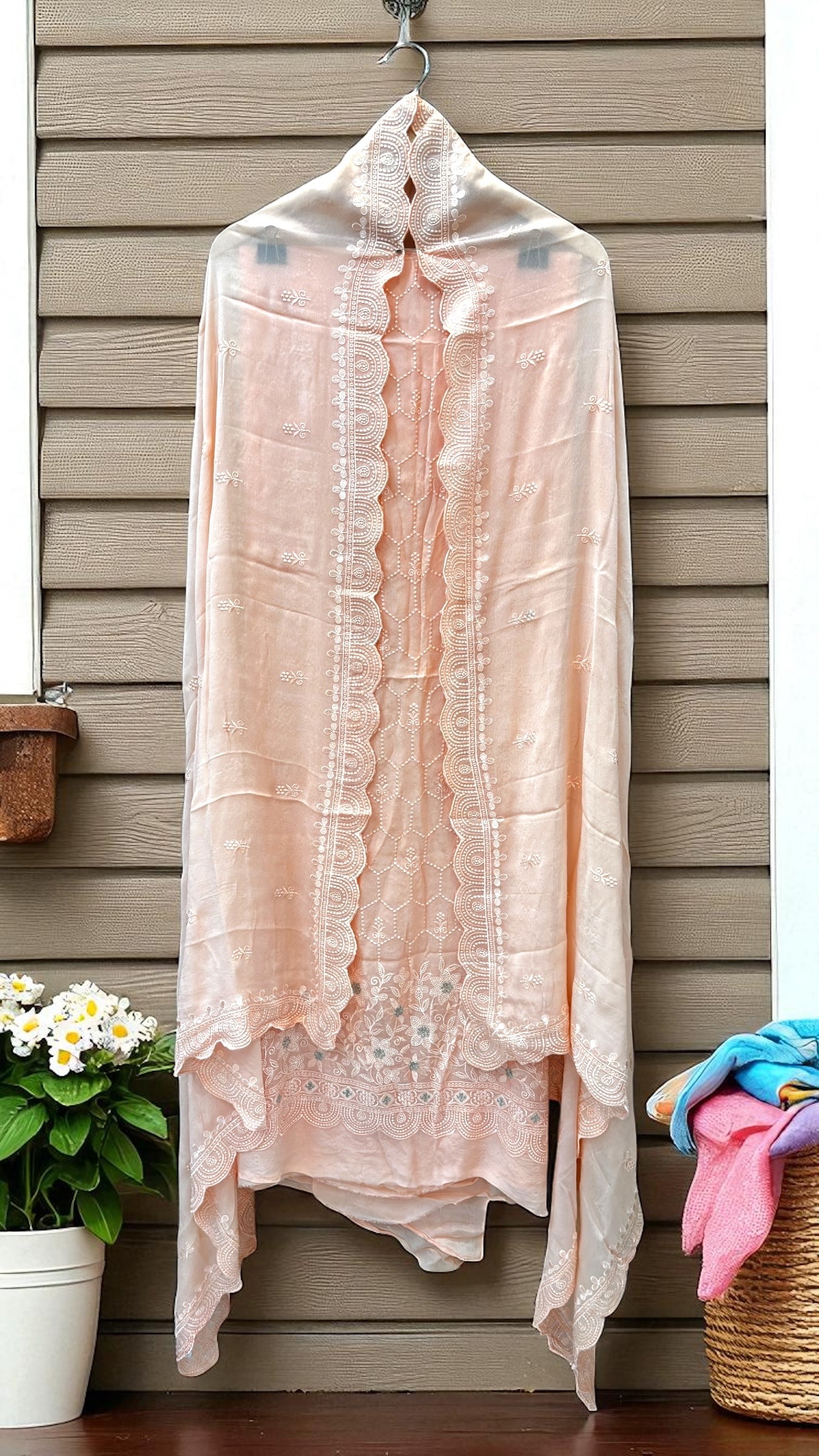 Pure Georgette Banarasi Chikankari Dress Material