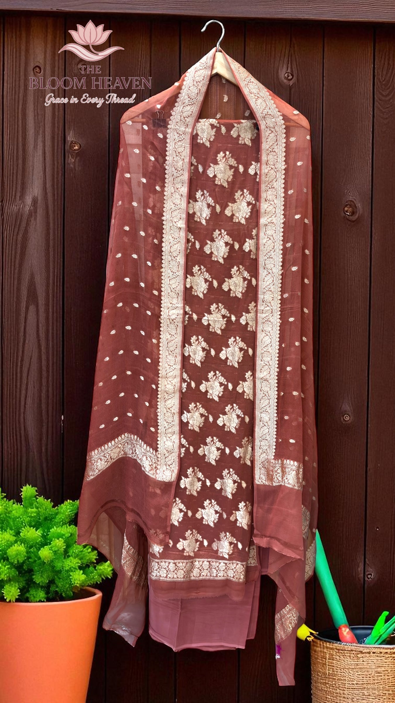 Pure Khaddi Georgette Handlooms Banarasi Dress material