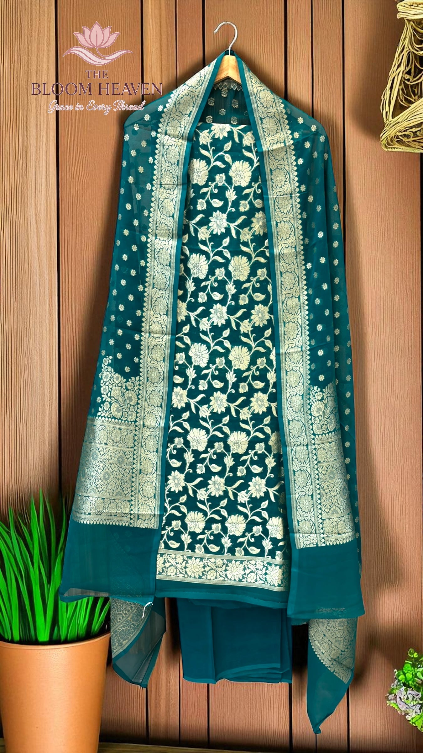 Pure Khaddi Georgette Handlooms Banarasi Dress material