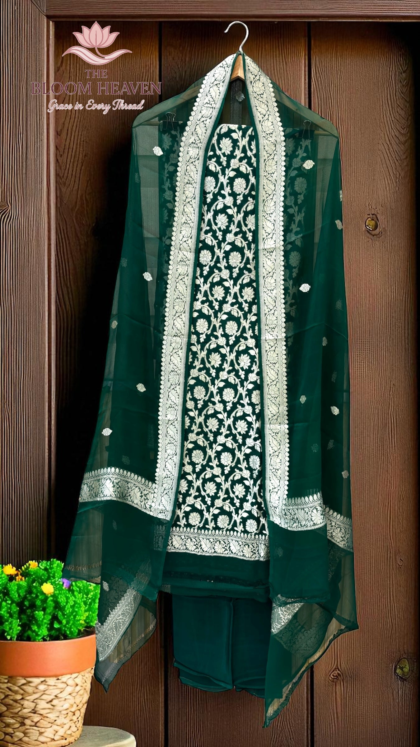 Pure Khaddi Georgette Handlooms Banarasi Dress material