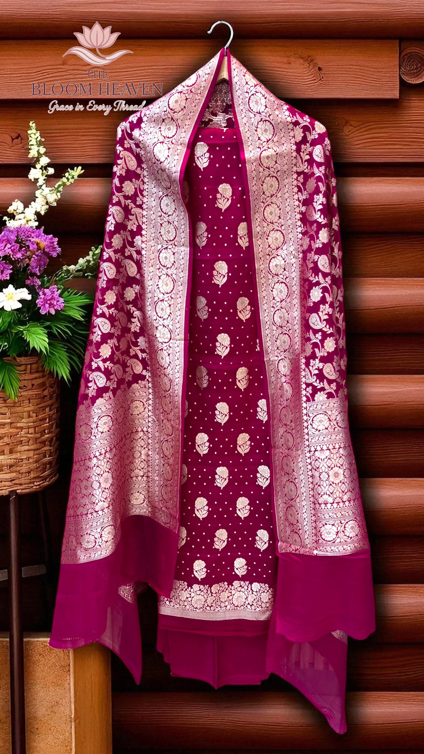 Pure Khaddi Georgette Handlooms Banarasi Dress material