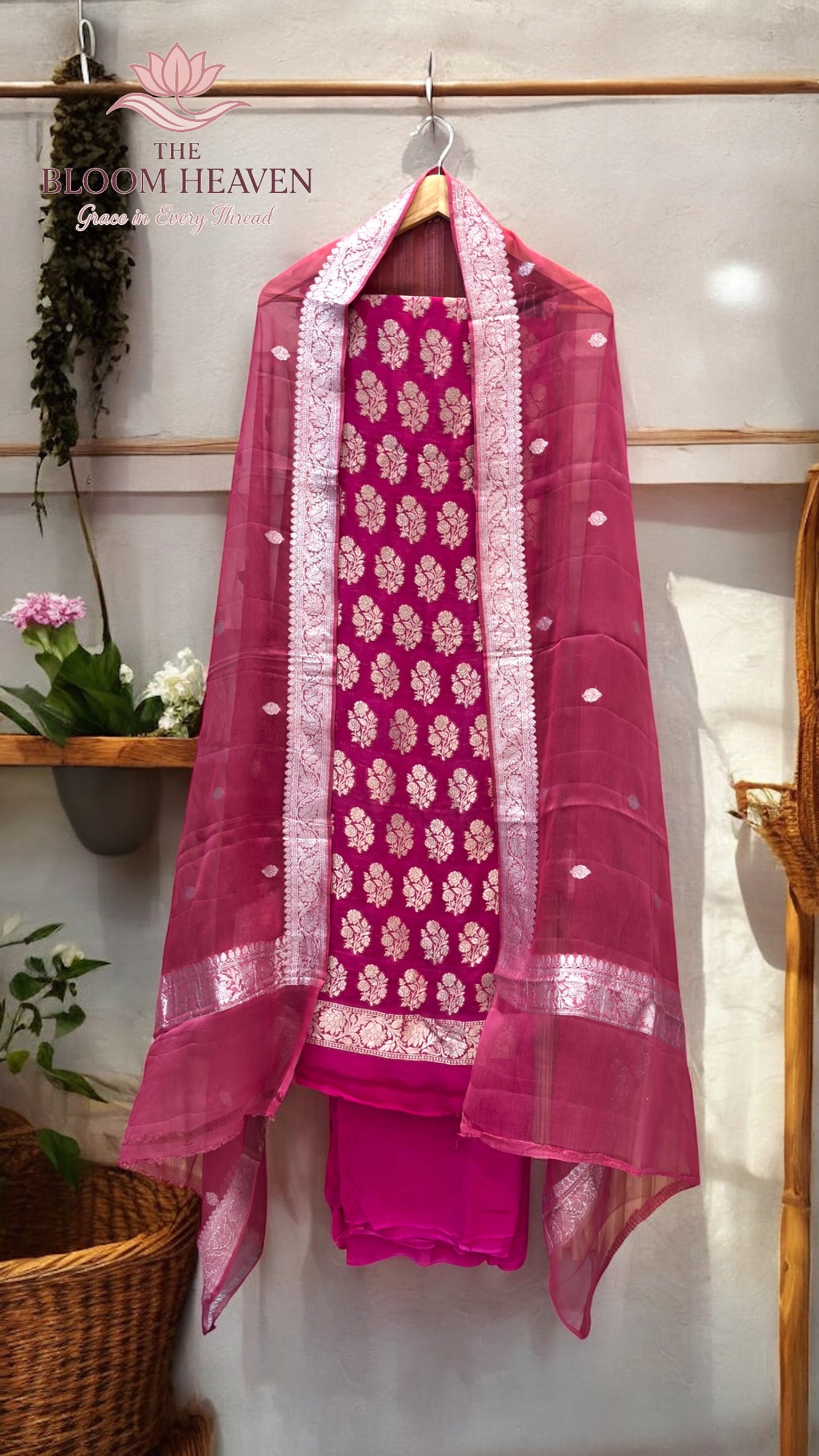 Pure Khaddi Georgette Handlooms Banarasi 3-Piece Suit