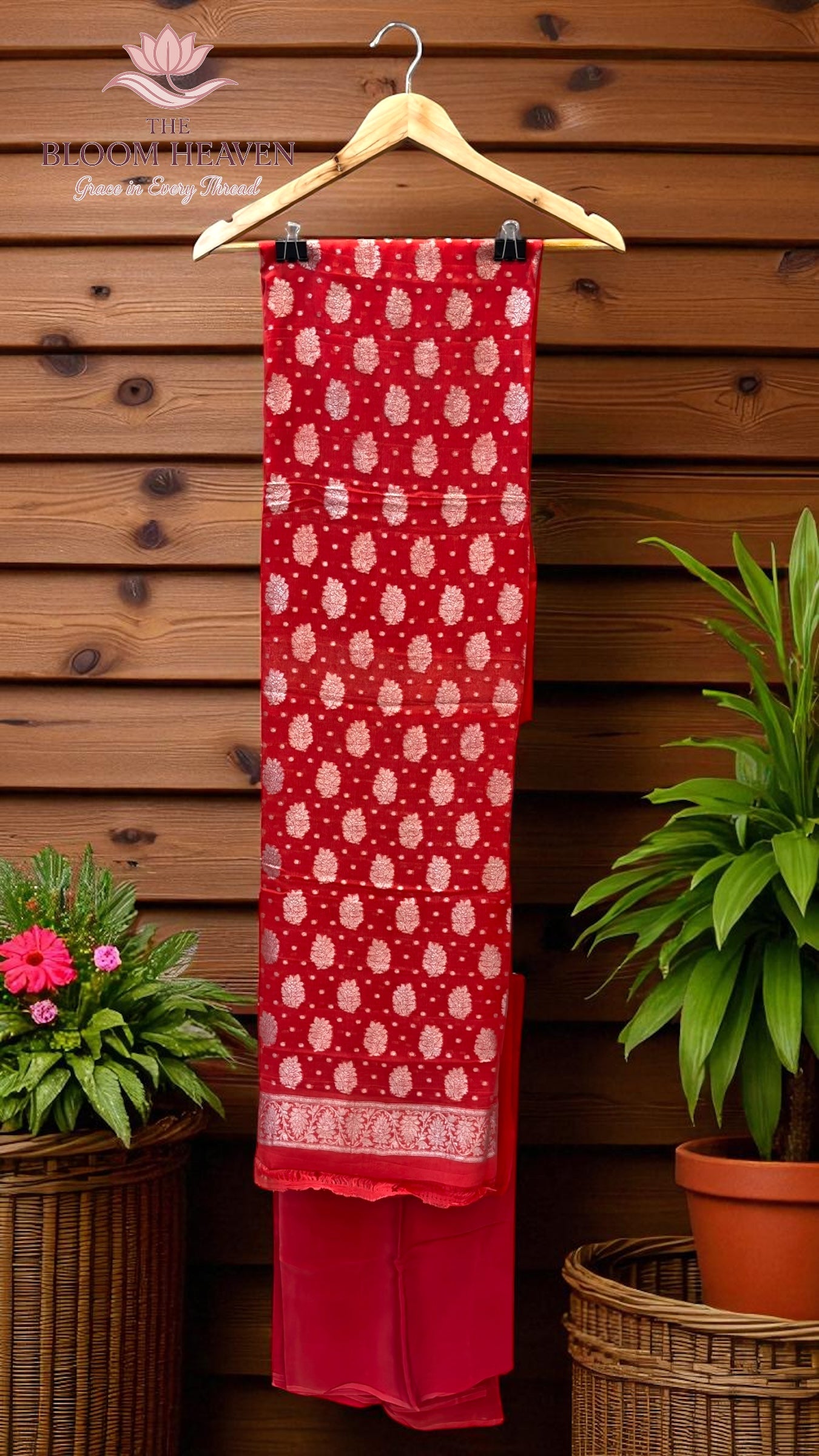Pure Khaddi Georgette Handloom Banarasi 3-Piece Suit