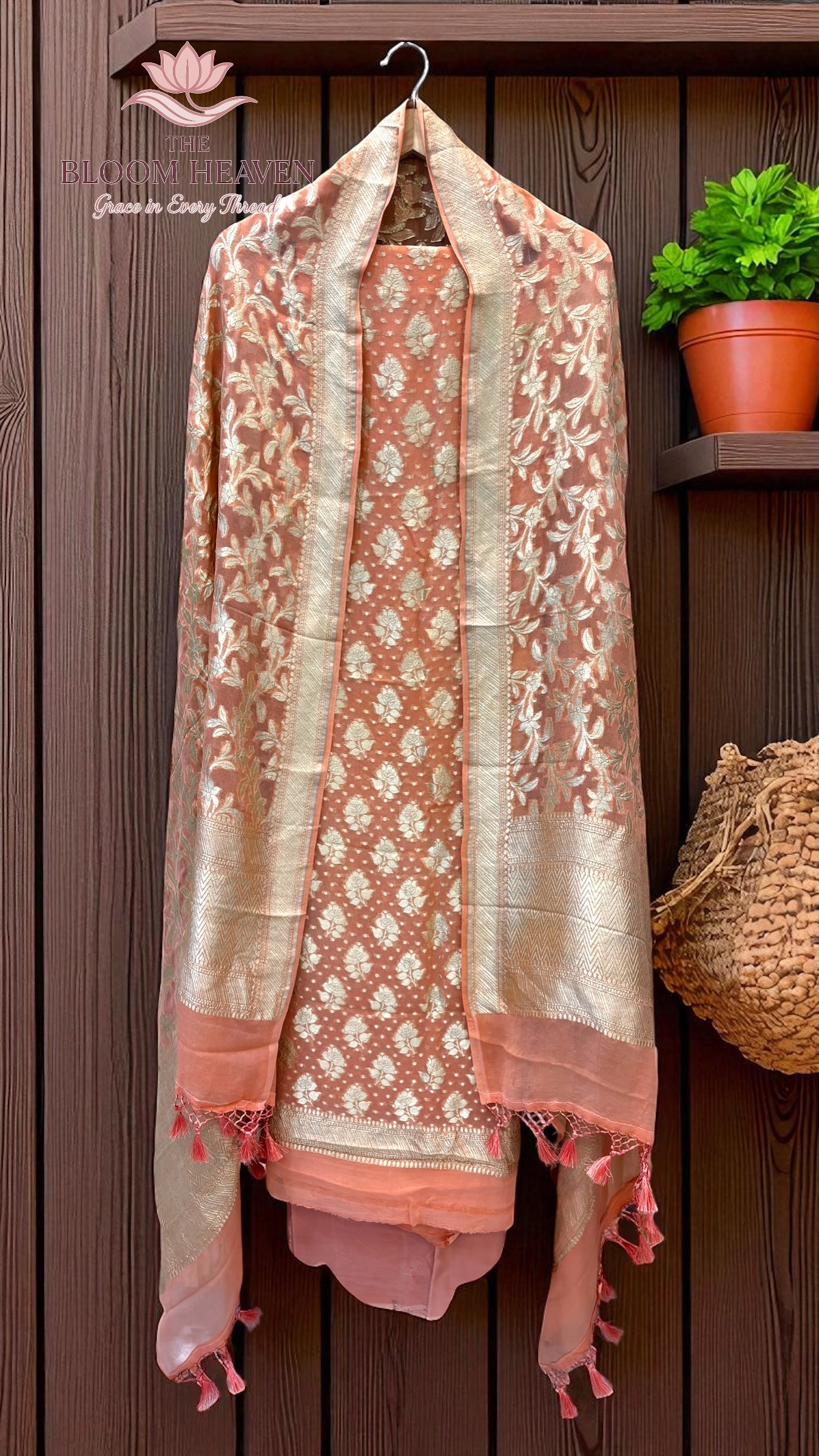 Pure Khaddi Georgette Handlooms Banarasi Dress material