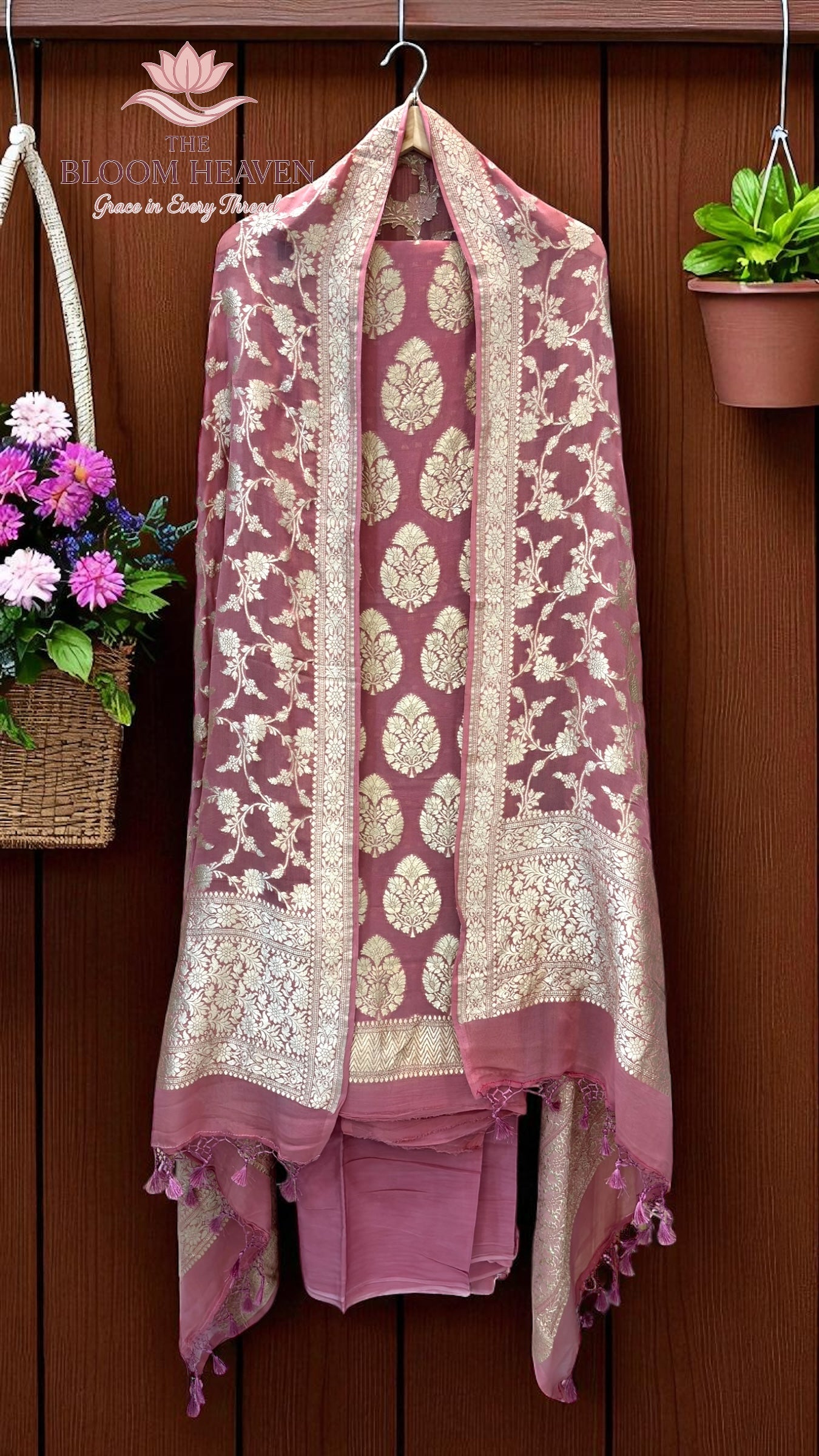 Pure Khaddi Georgette Handlooms Banarasi Dress material