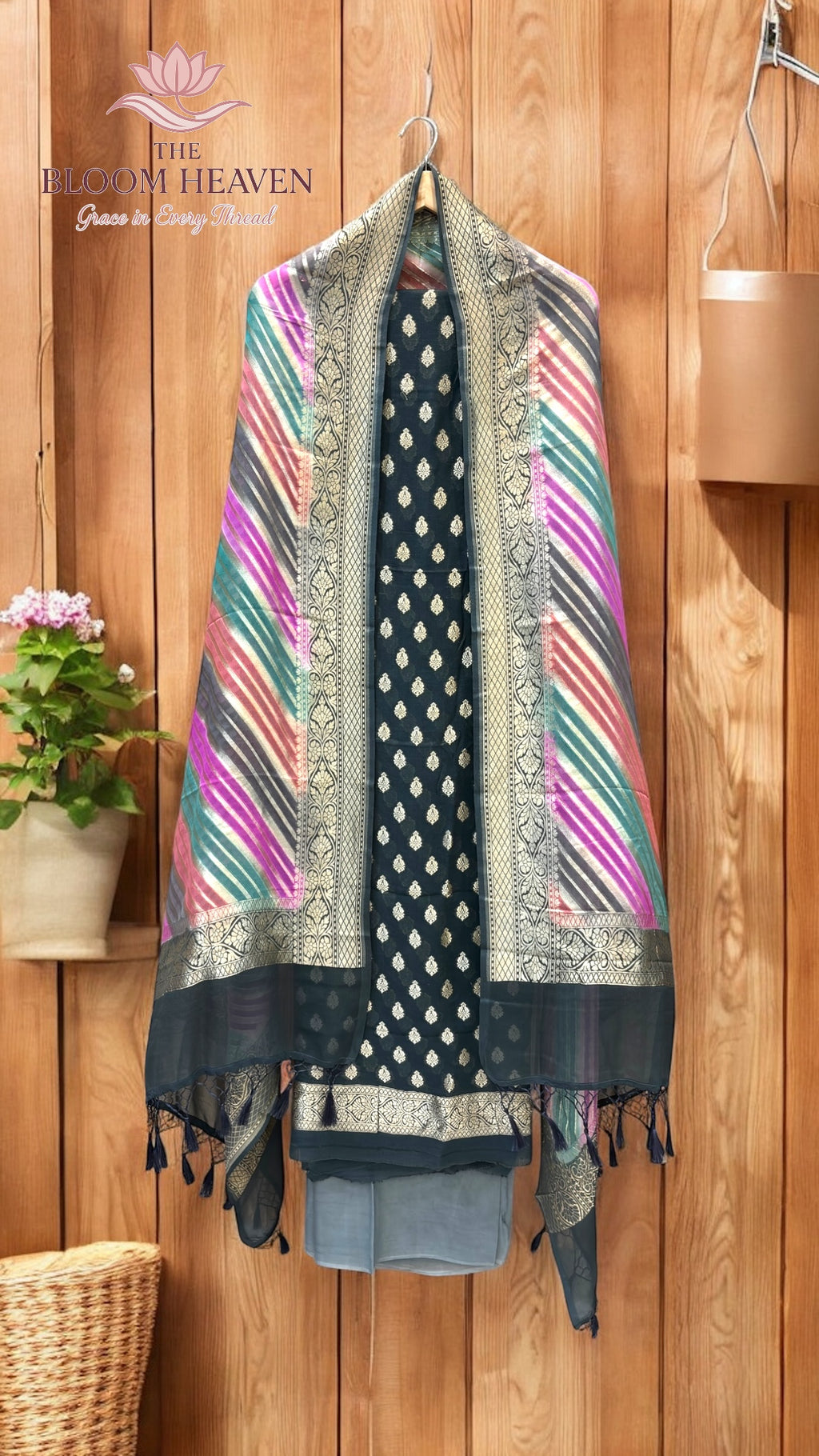 Pure Khaddi Georgette Handlooms Banarasi 3-Piece Suit