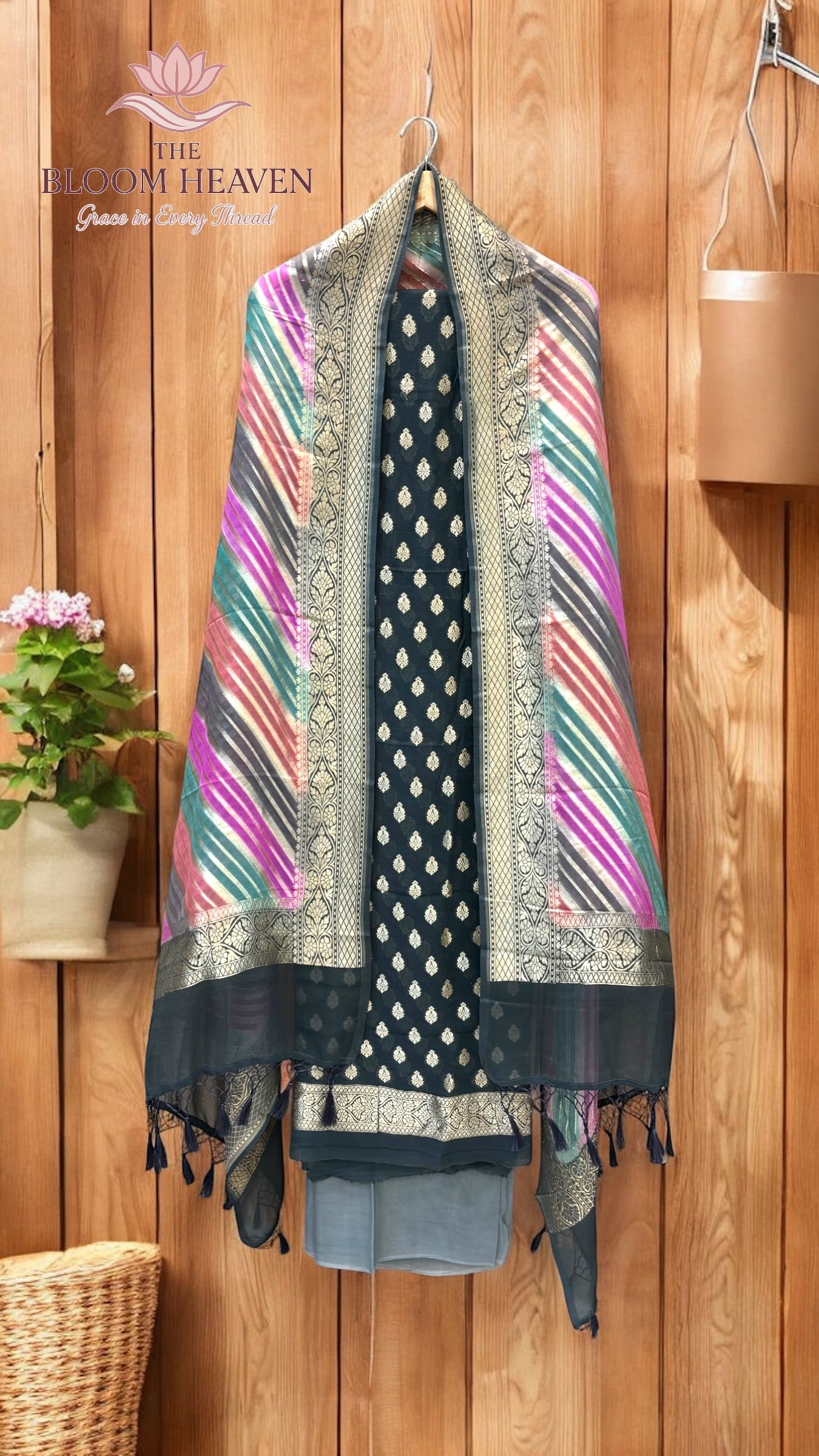 Pure Khaddi Georgette Handlooms Banarasi 3-Piece Suit