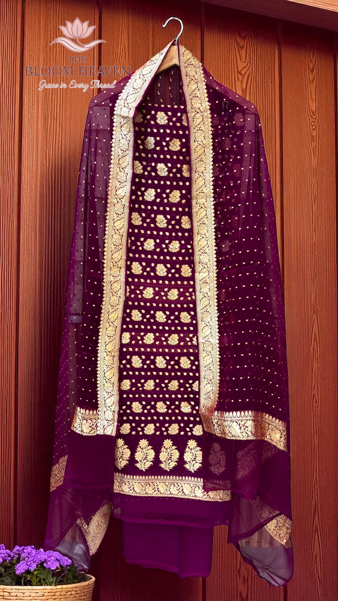 Pure Chiffon Khaddi Banarasi 3-Piece Suit