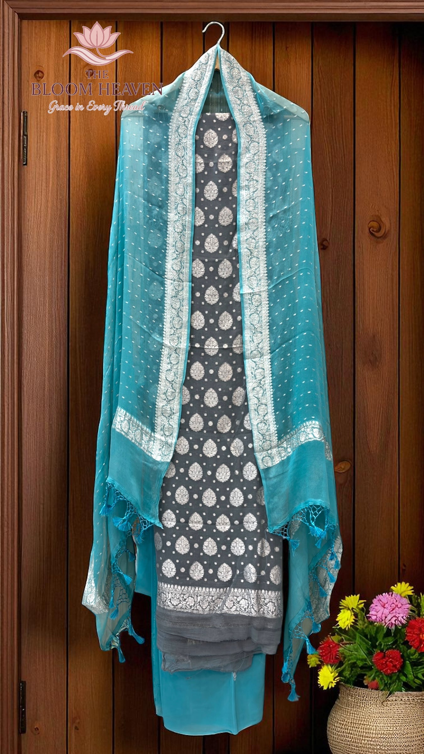 Pure Khaddi Georgette Handloom Banarasi 3-Piece Suit