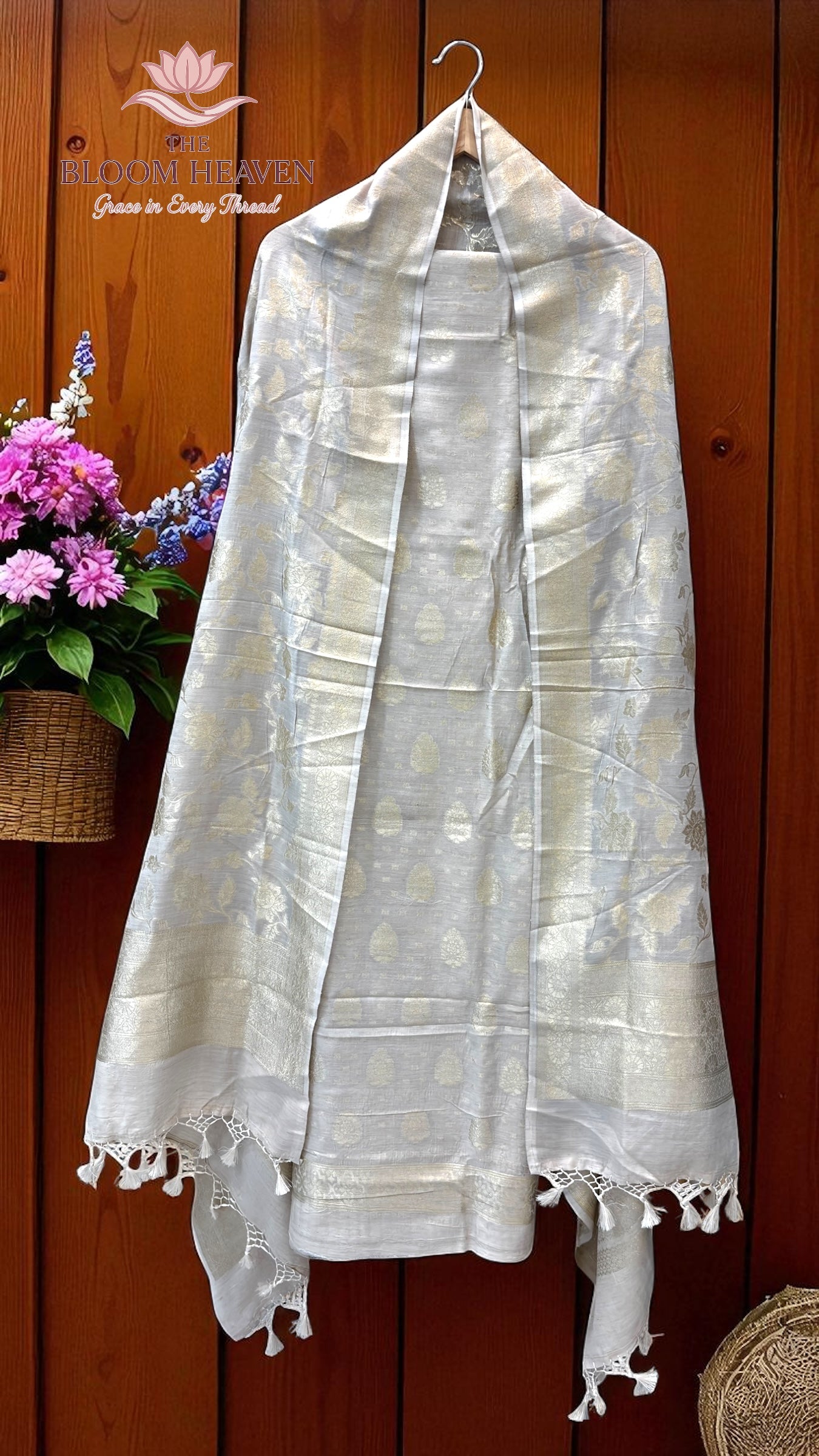 Pure Tussar Georgette Handloom Banarasi 3-Piece Suit