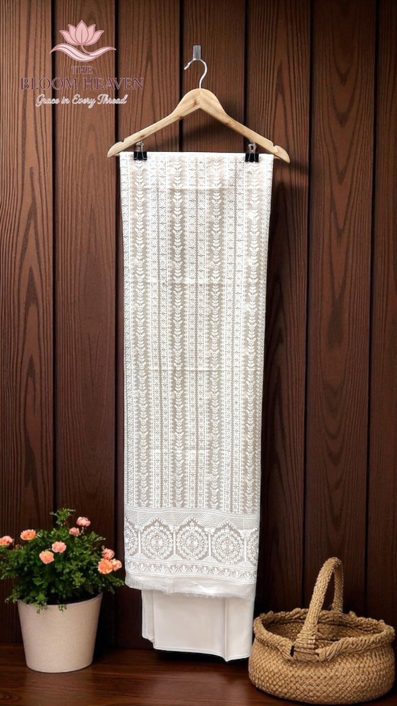 Pure Organza Chikankari Handloom Banarasi Dress Material