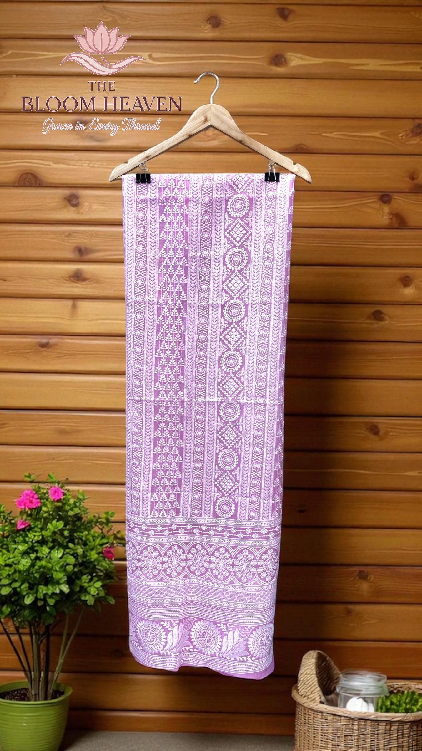 Pure Organza Chikankari Handloom Banarasi Dress Material